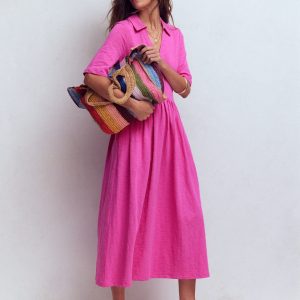 Aria Collared Jersey Dress-Passion Flower