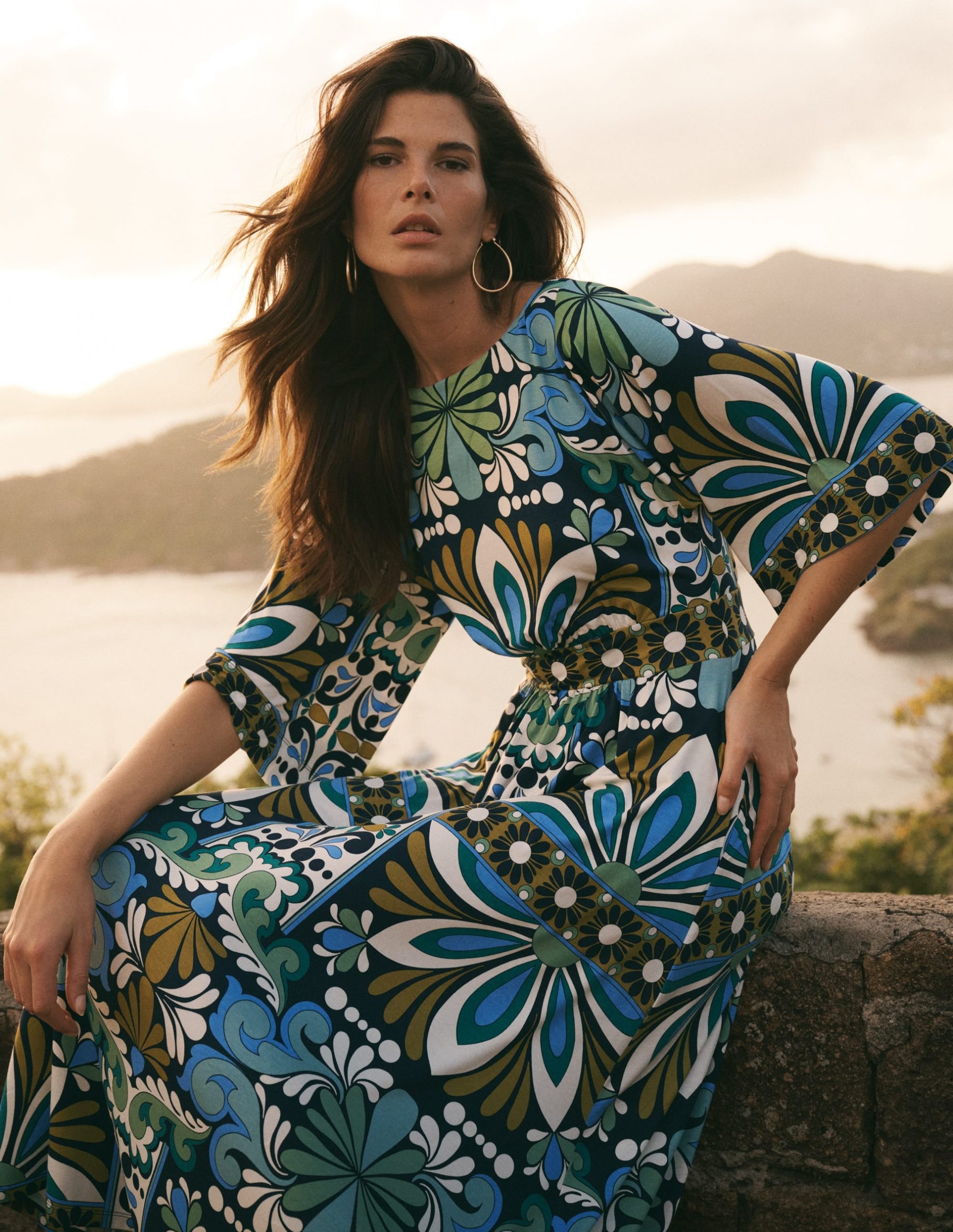 Imelda Kimono Jersey Dress-Navy. Bloom Tapestry
