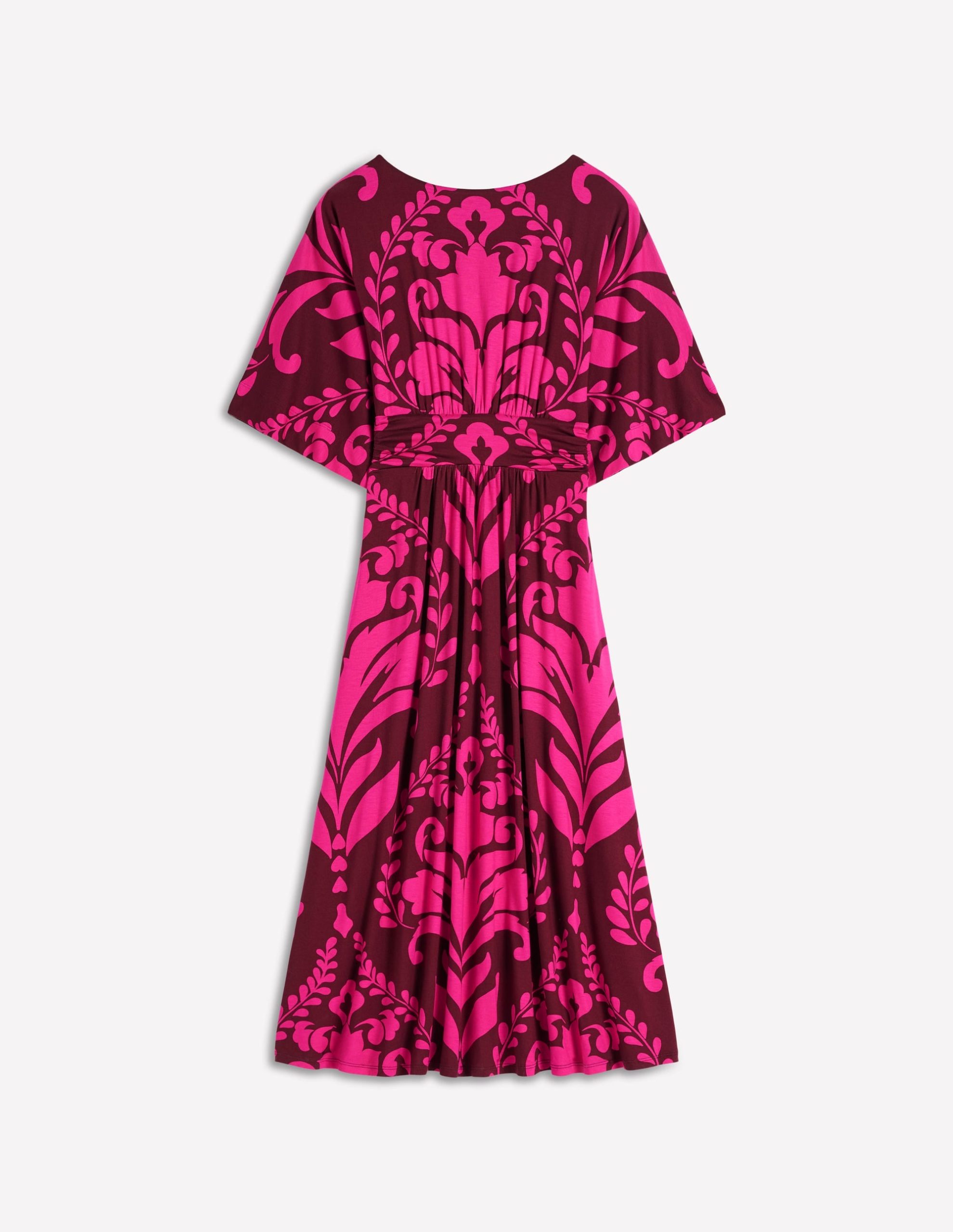Imelda Kimono Jersey Dress-Pink Peony. Decorative Lattice - Image 7