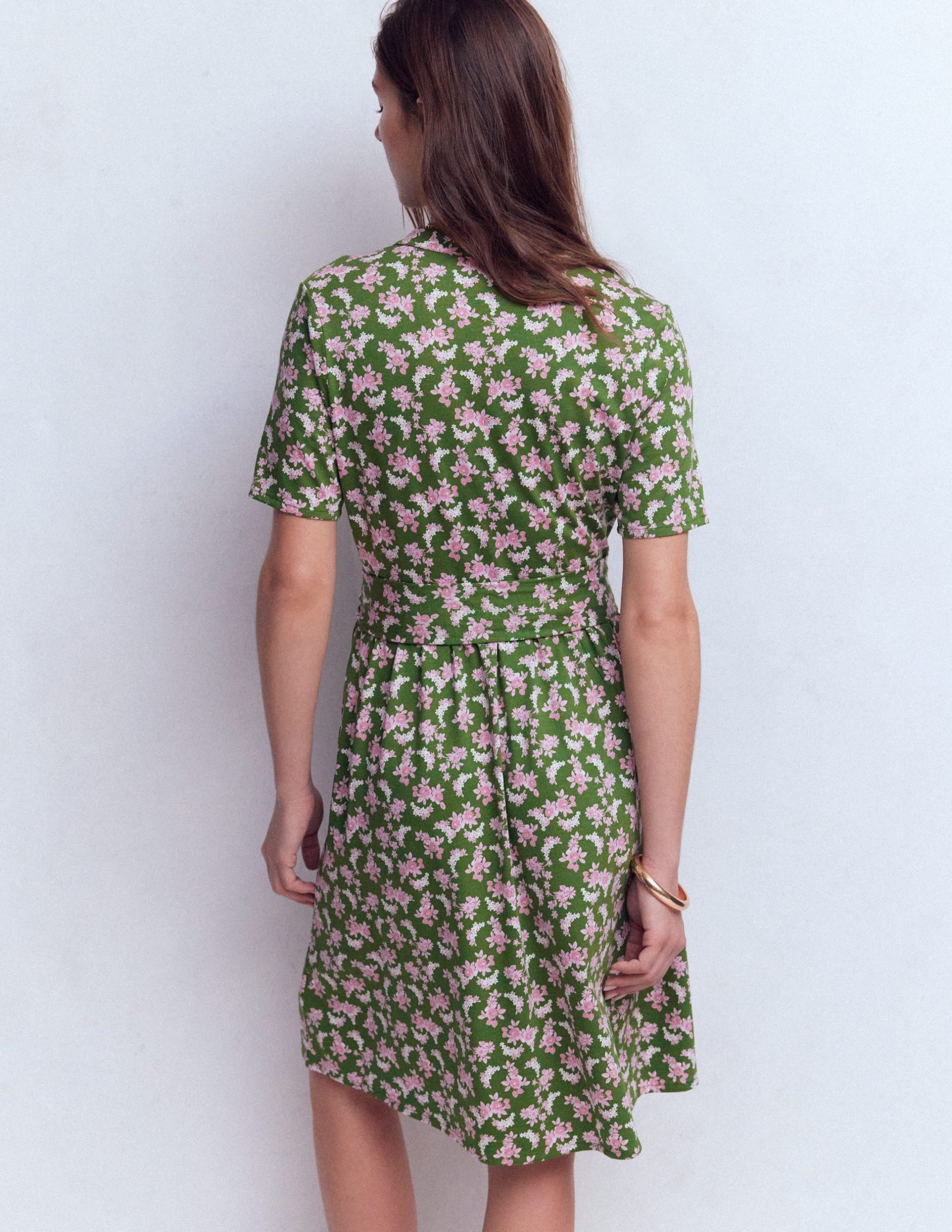 Daisy Flippy Jersey Dress-Promenade Green. Dainty Blooms - Image 3