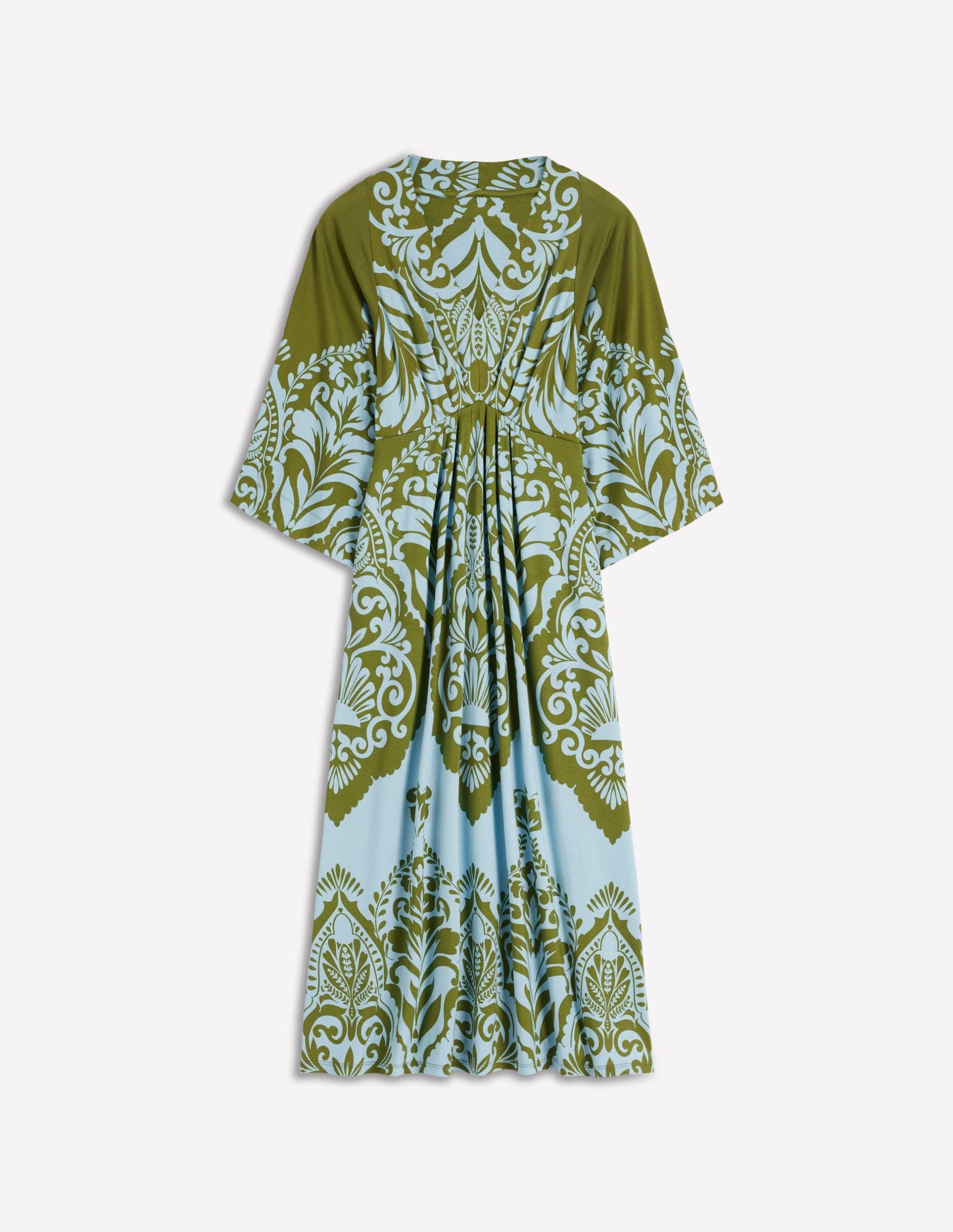 Nell Kimono Midi Jersey Dress-Olive. Ornamental Garden - Image 6