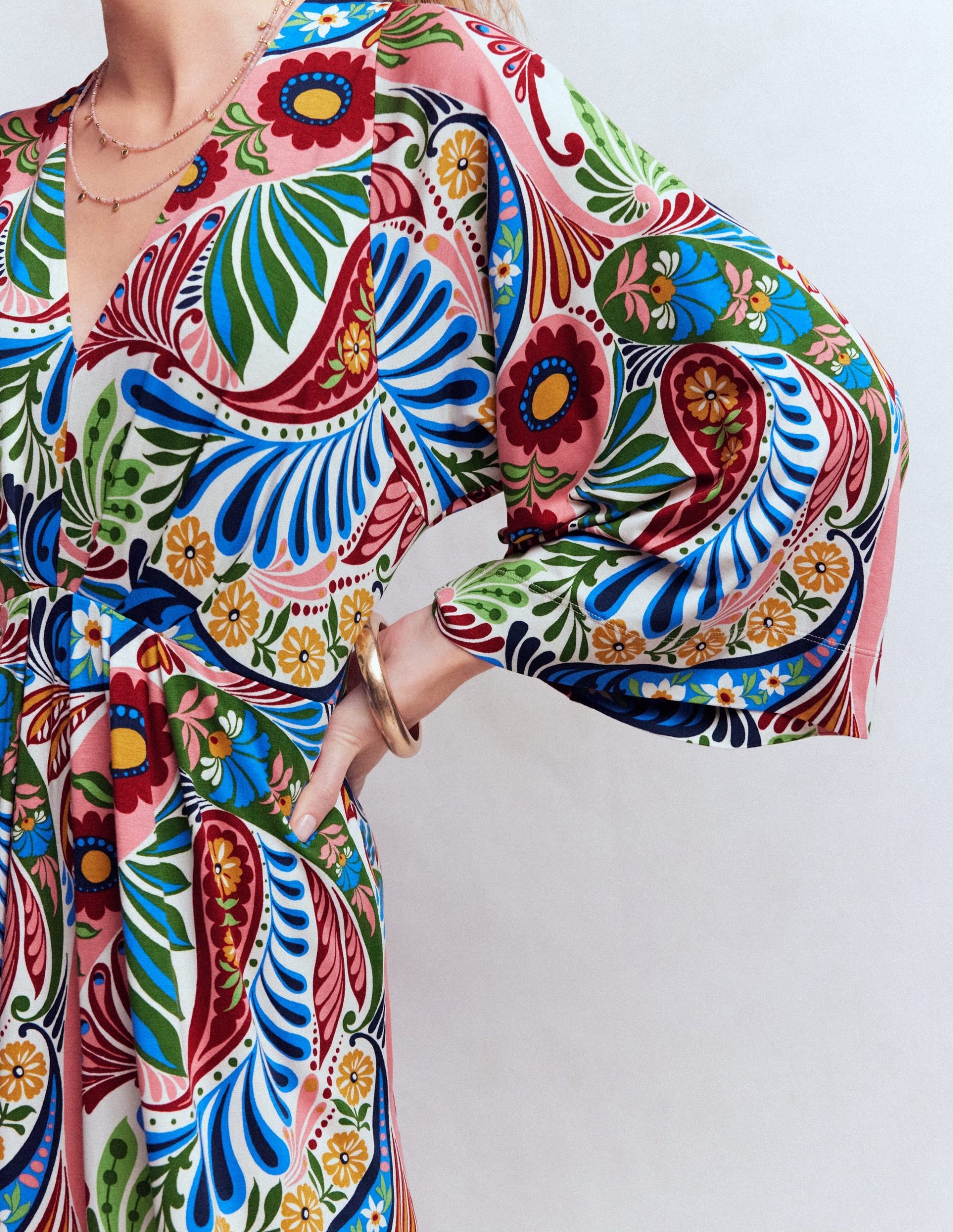 Nell Kimono Midi Jersey Dress-Multi. Enchanted Paisley - Image 2