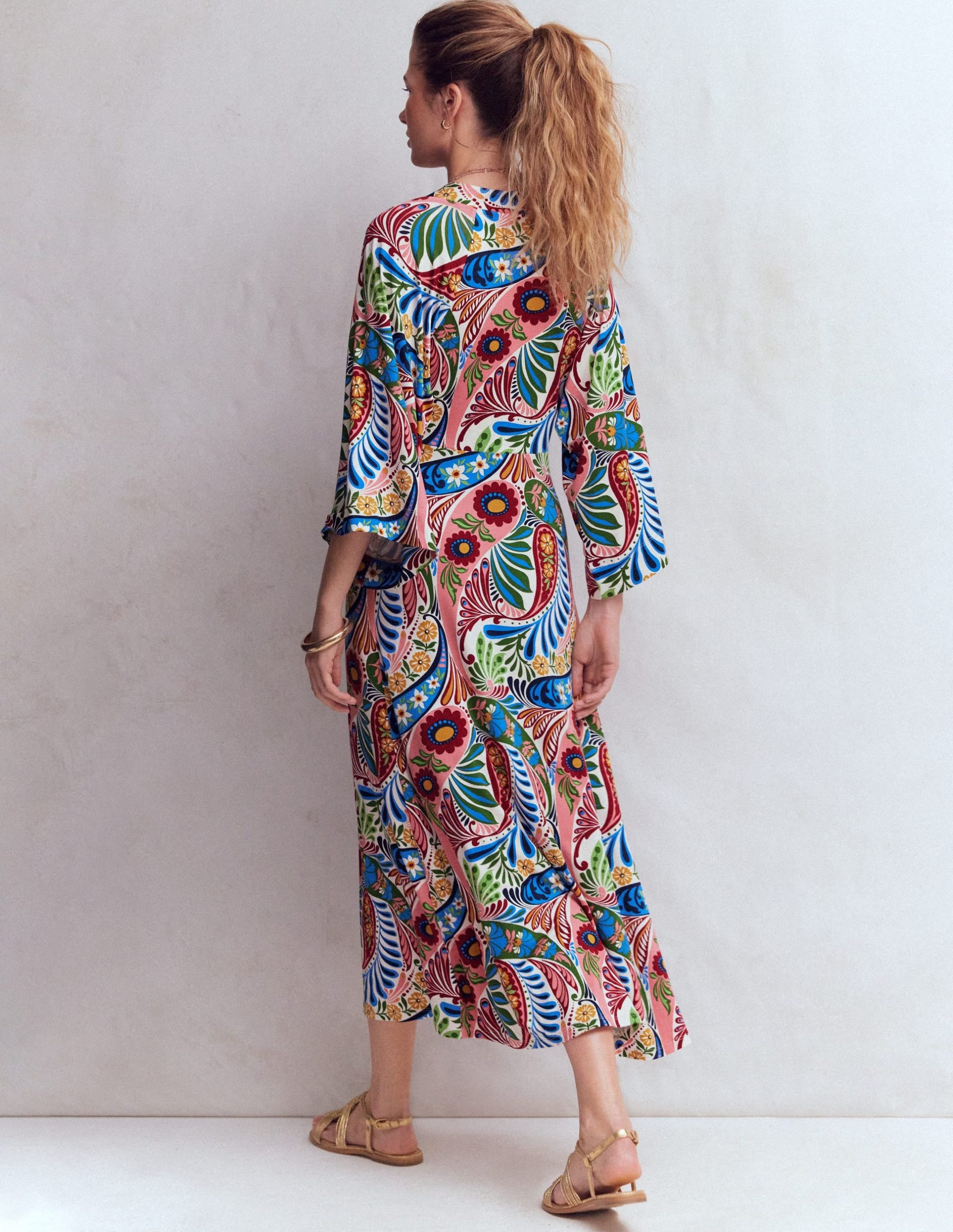 Nell Kimono Midi Jersey Dress-Multi. Enchanted Paisley - Image 3