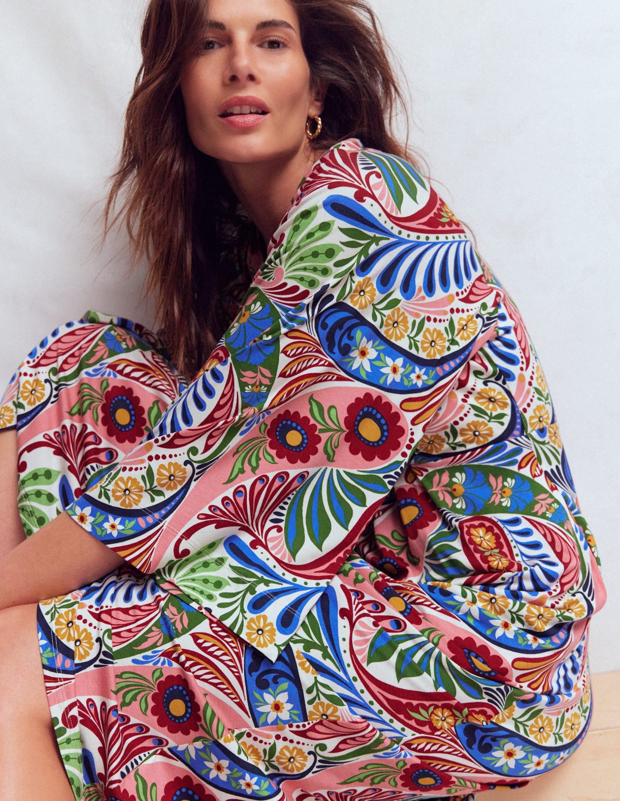 Nell Kimono Midi Jersey Dress-Multi. Enchanted Paisley - Image 5