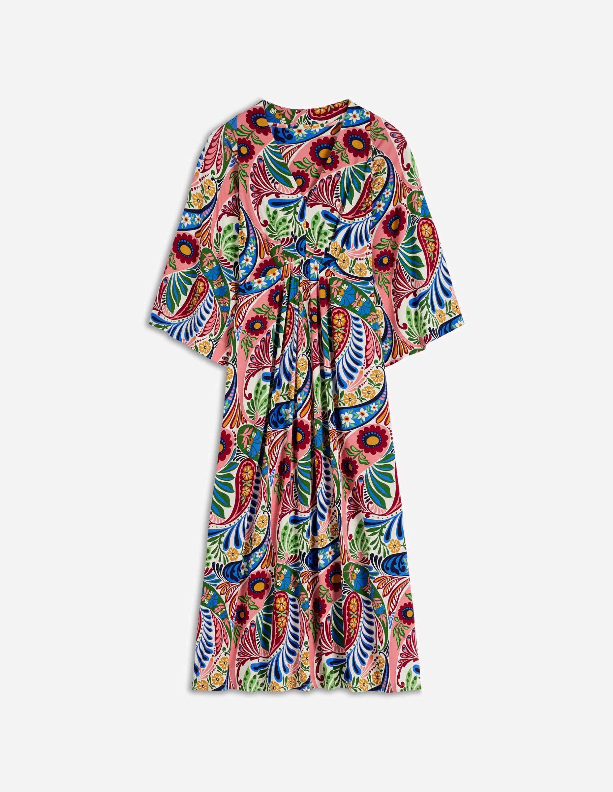 Nell Kimono Midi Jersey Dress-Multi. Enchanted Paisley - Image 7