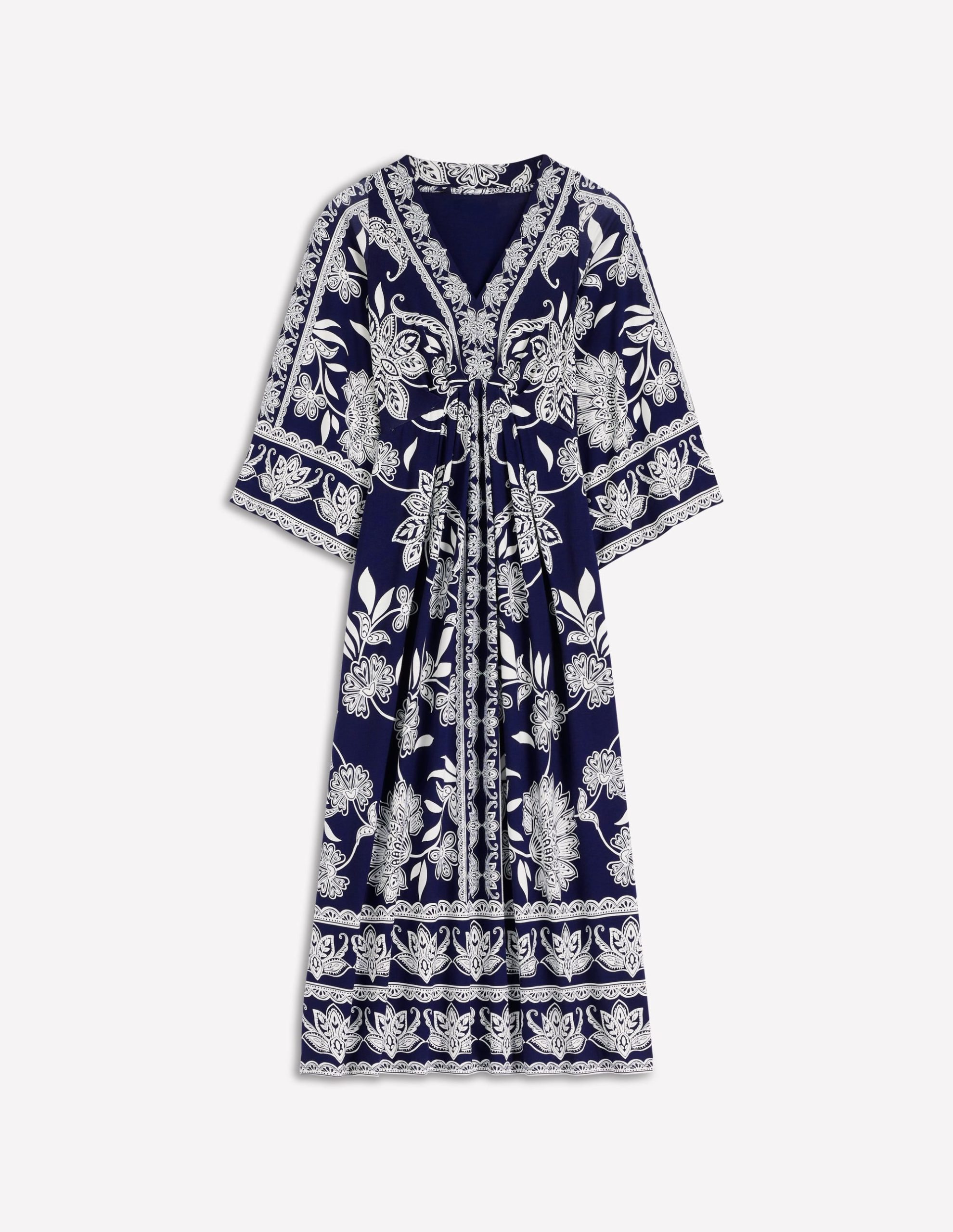Nell Kimono Midi Jersey Dress-Navy. Elegant Blossom - Image 8
