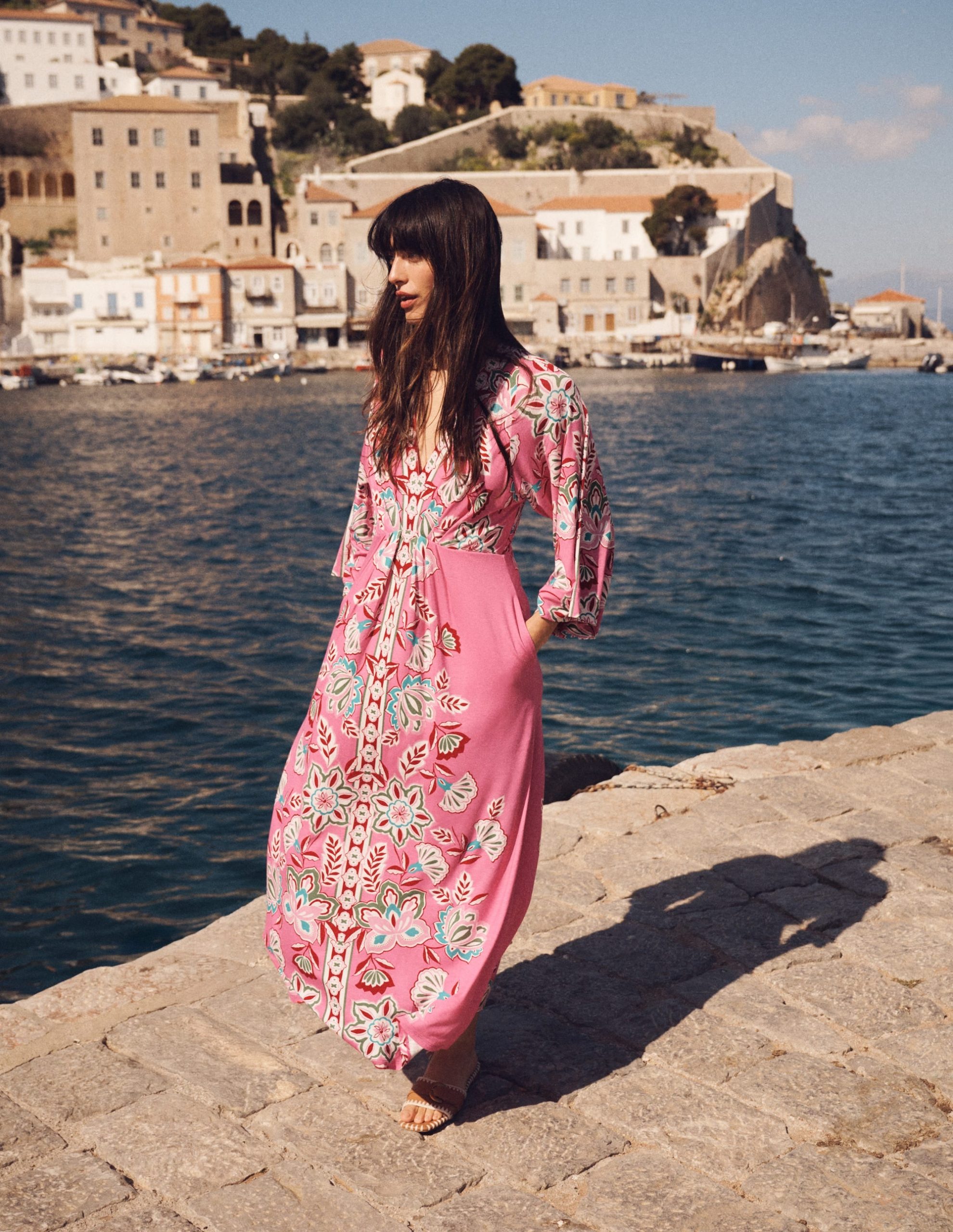 Nell Kimono Midi Jersey Dress-Pink. Blossom Elegance - Image 7
