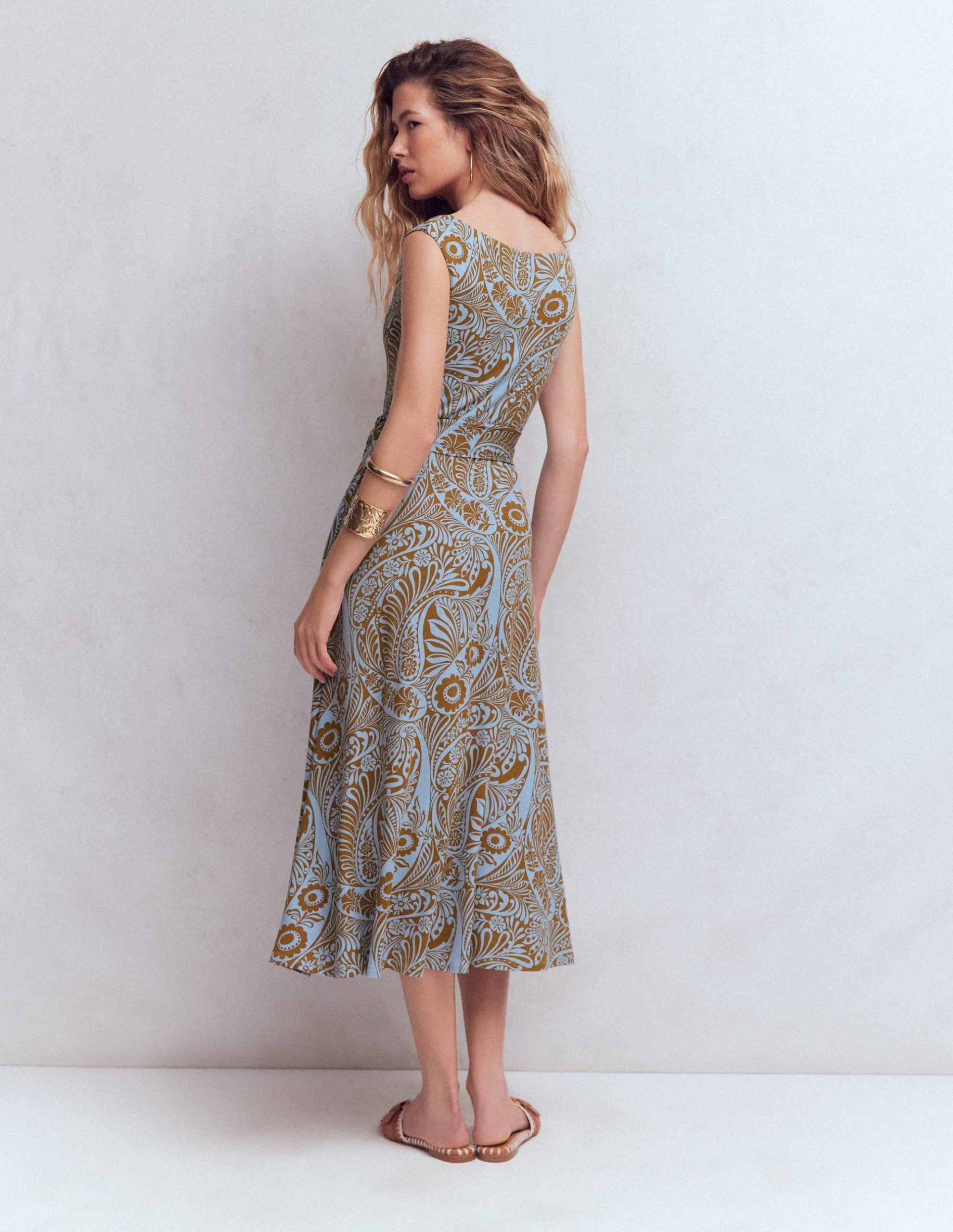 Tamsin Jersey Midi Dress-Blue. Enchanted Paisley - Image 3