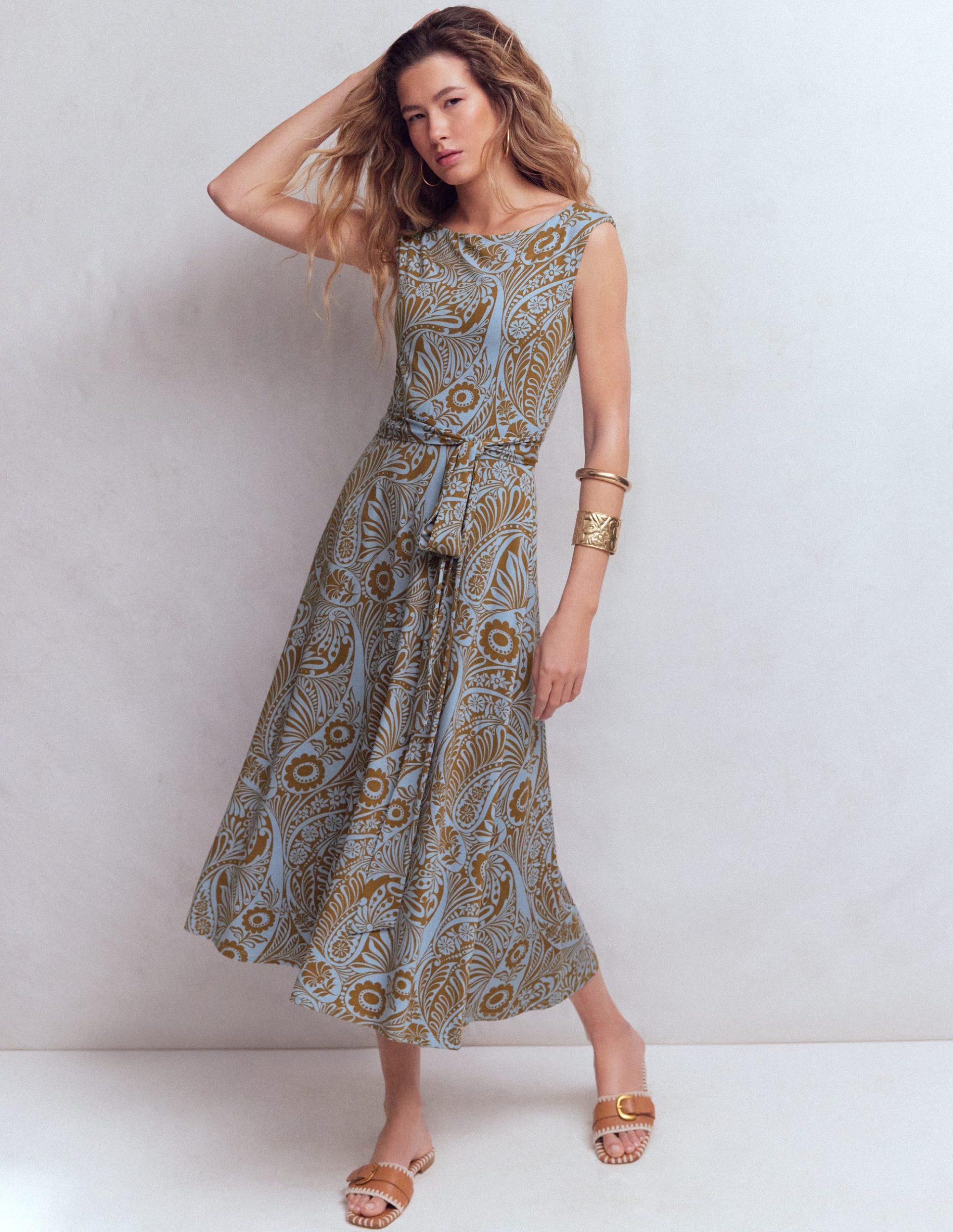Tamsin Jersey Midi Dress-Blue. Enchanted Paisley - Image 4