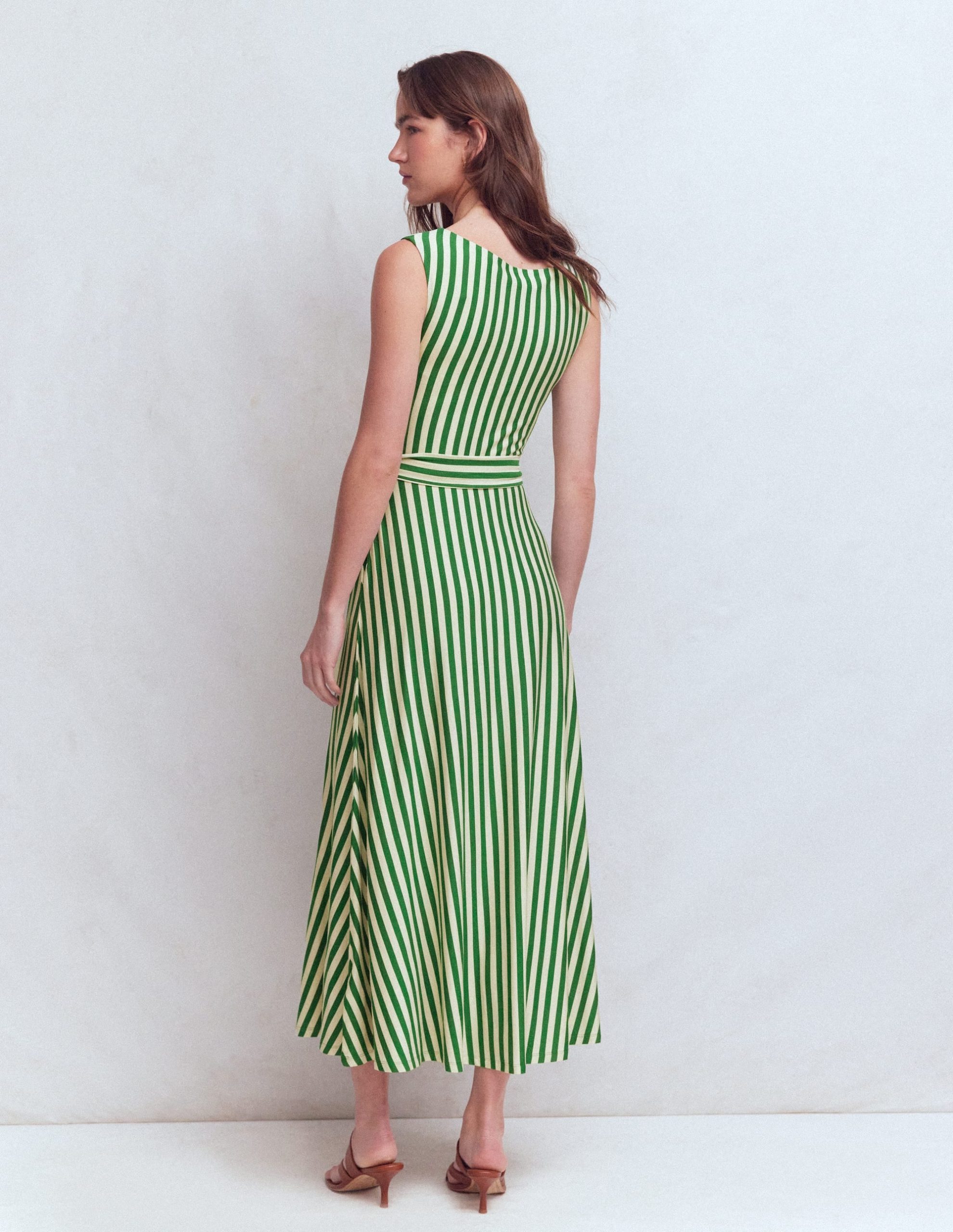 Tamsin Jersey Midi Dress-Fresh Green and Ivory Stripe - Image 3