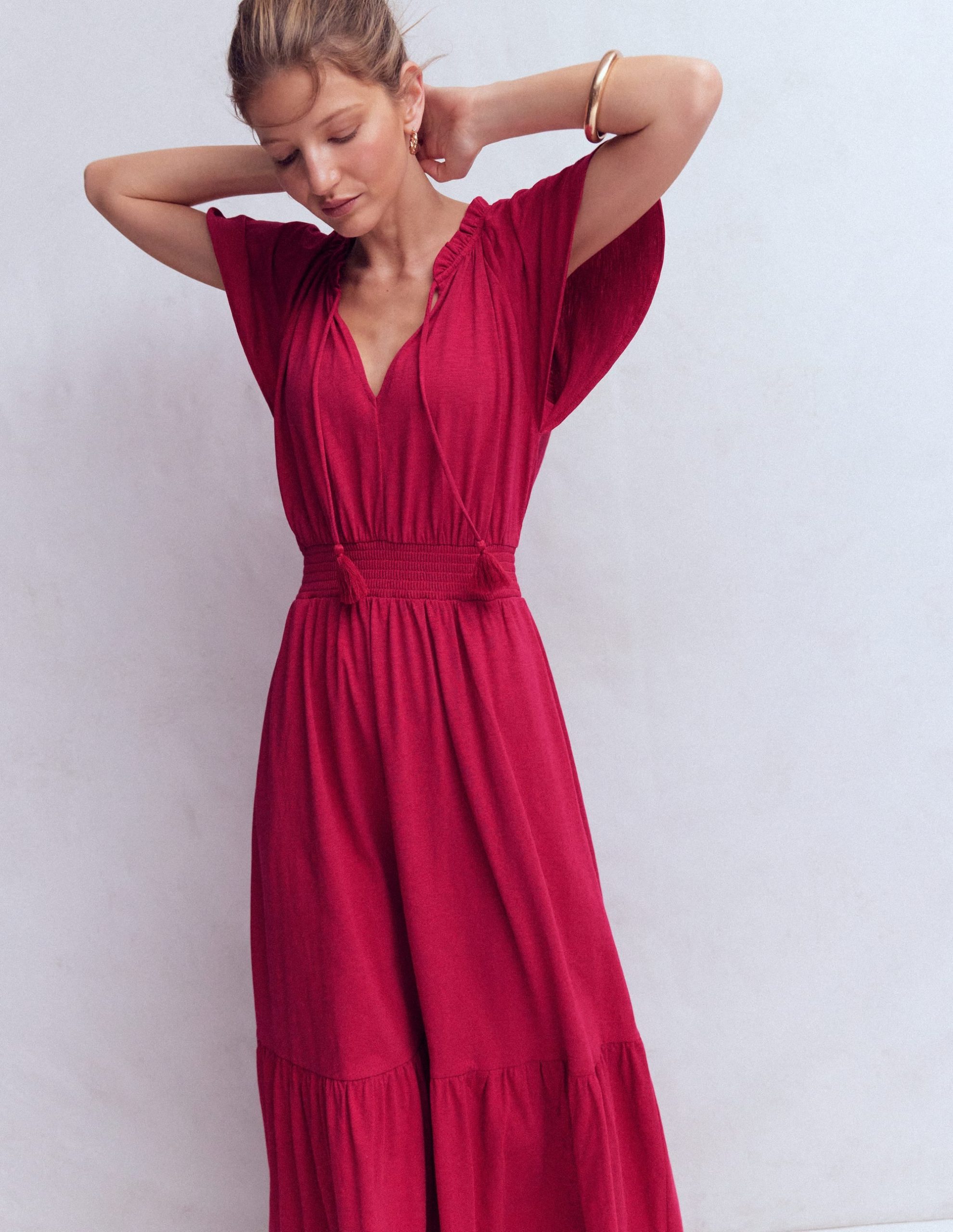 Tala Tiered Jersey Maxi Dress-Pomegranate - Image 2