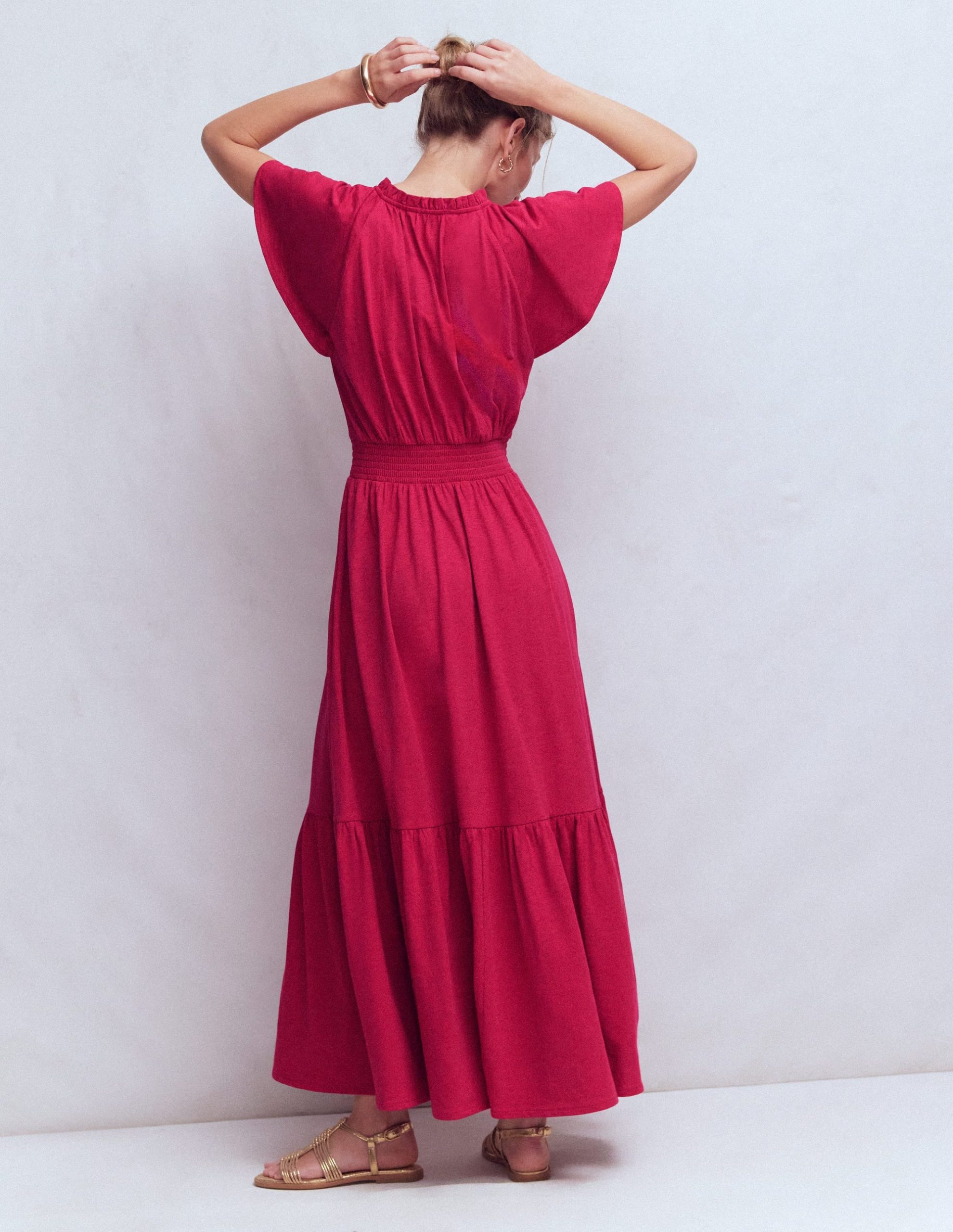 Tala Tiered Jersey Maxi Dress-Pomegranate - Image 3