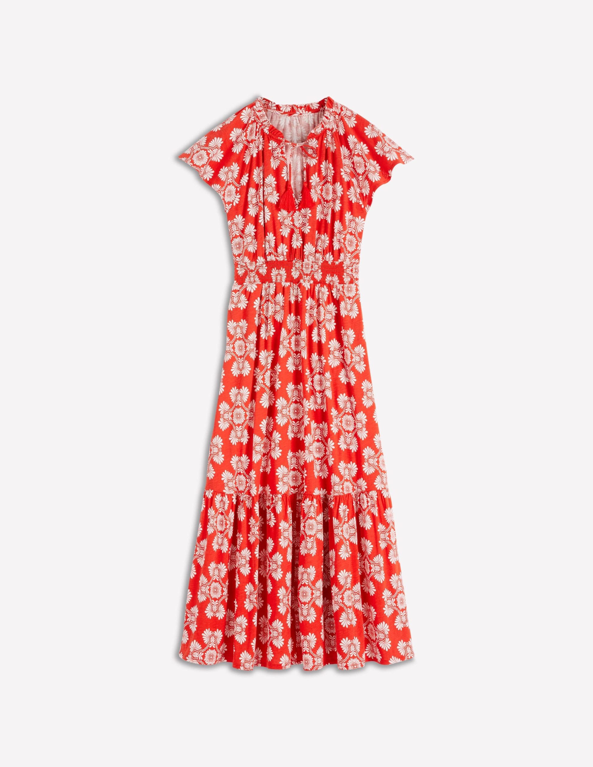 Tala Tiered Jersey Maxi Dress-Blood Orange. Botanical Charm - Image 7