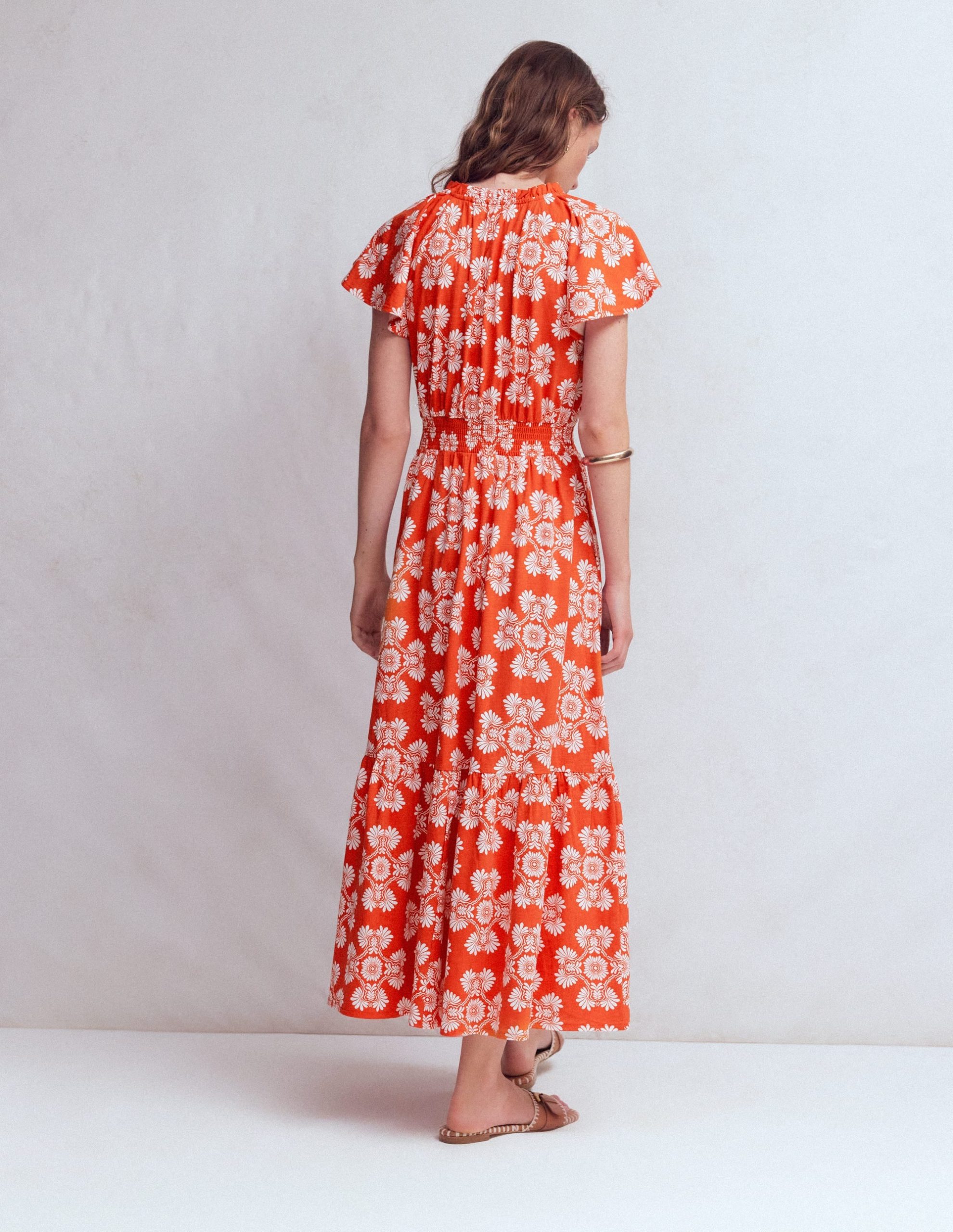 Tala Tiered Jersey Maxi Dress-Blood Orange. Botanical Charm - Image 3