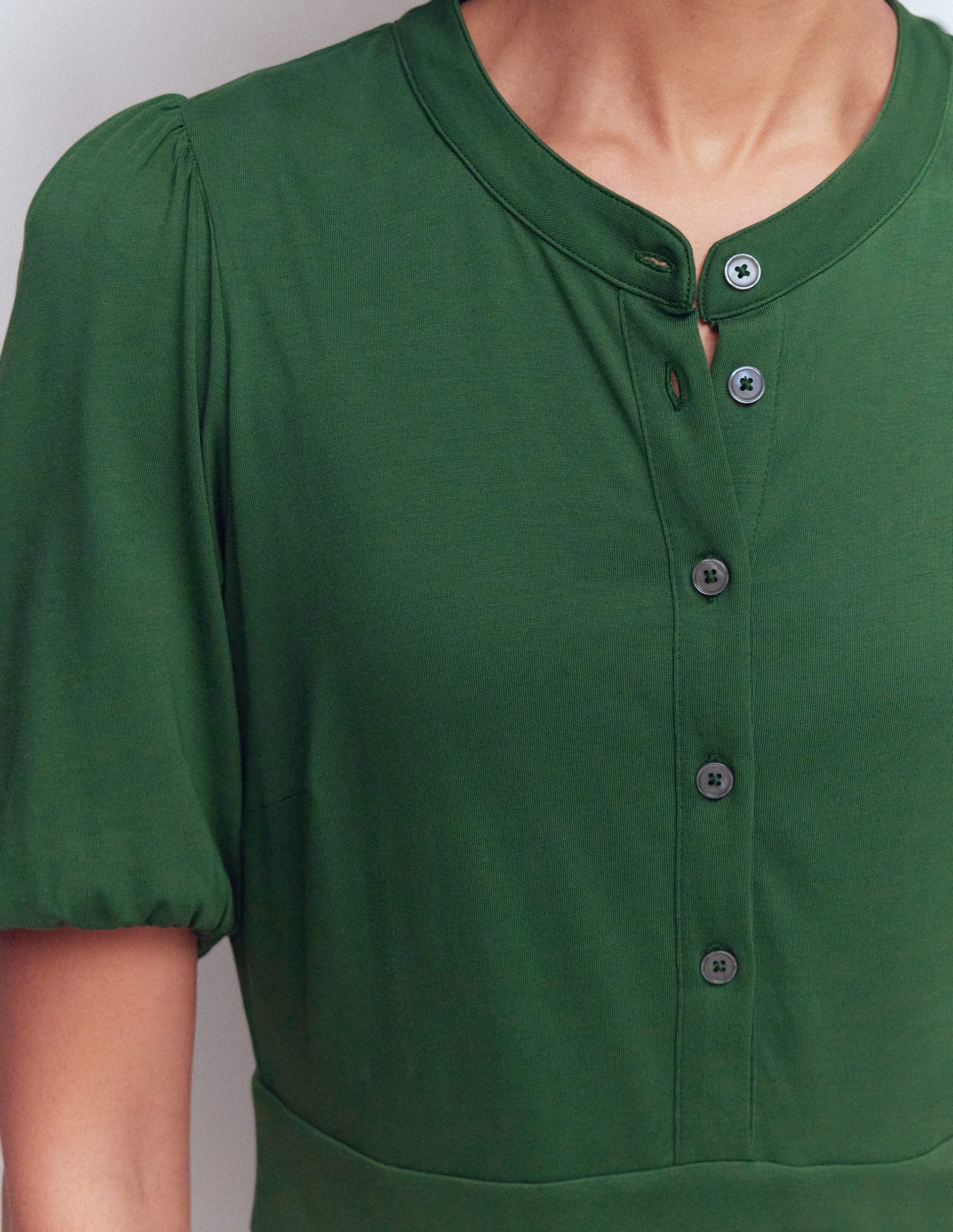 Amber Pleat Jersey Midi Dress-Hunter Green - Image 2