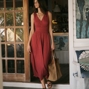 Elodie Jersey Maxi Dress-Rich Chestnut