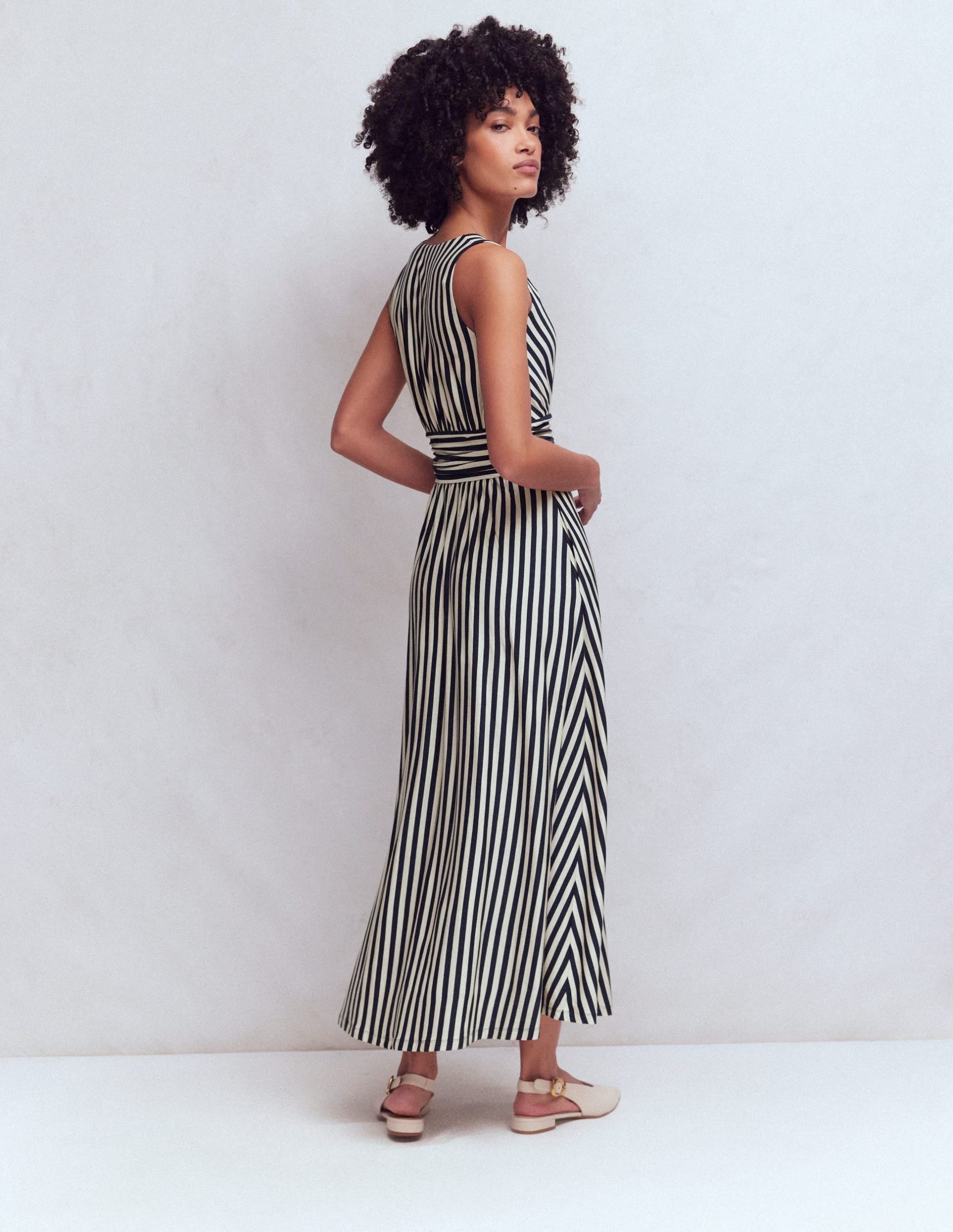Elodie Jersey Maxi Dress-Navy and Ivory Stripe - Image 3