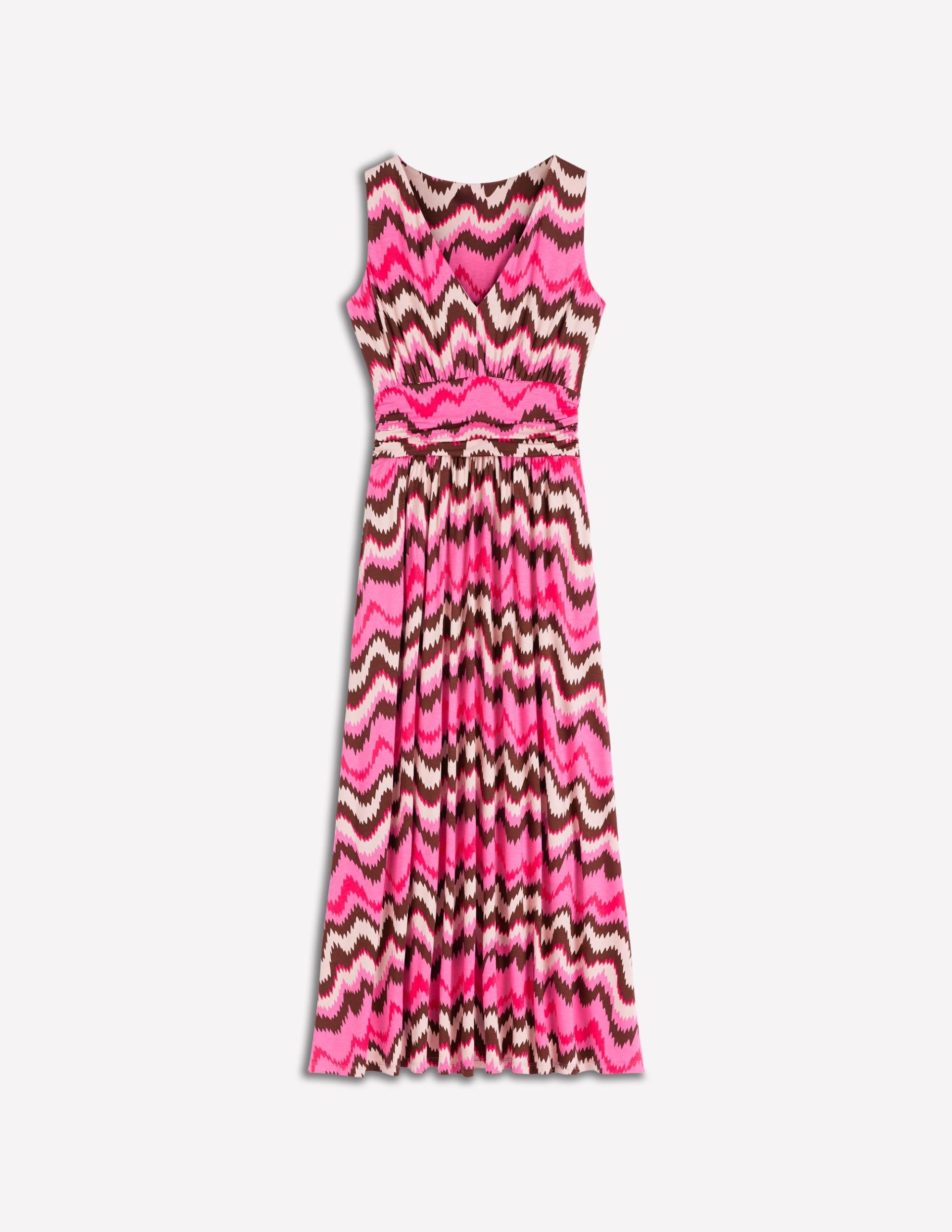 Elodie Jersey Maxi Dress-Pink Punch. Zig Zag Wave - Image 7