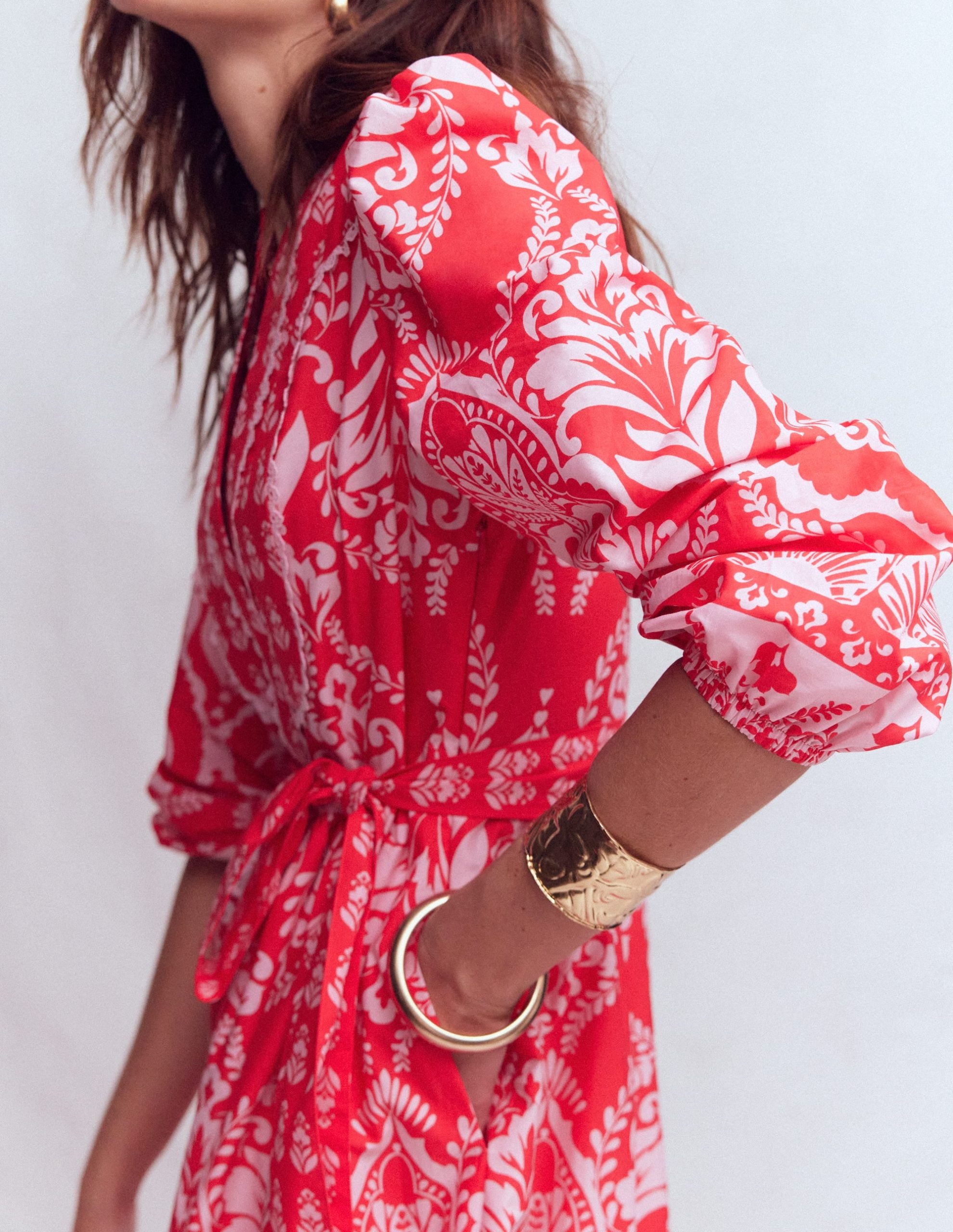 Cary Cotton Midi Dress-Red Ornamental Garden Mono - Image 2