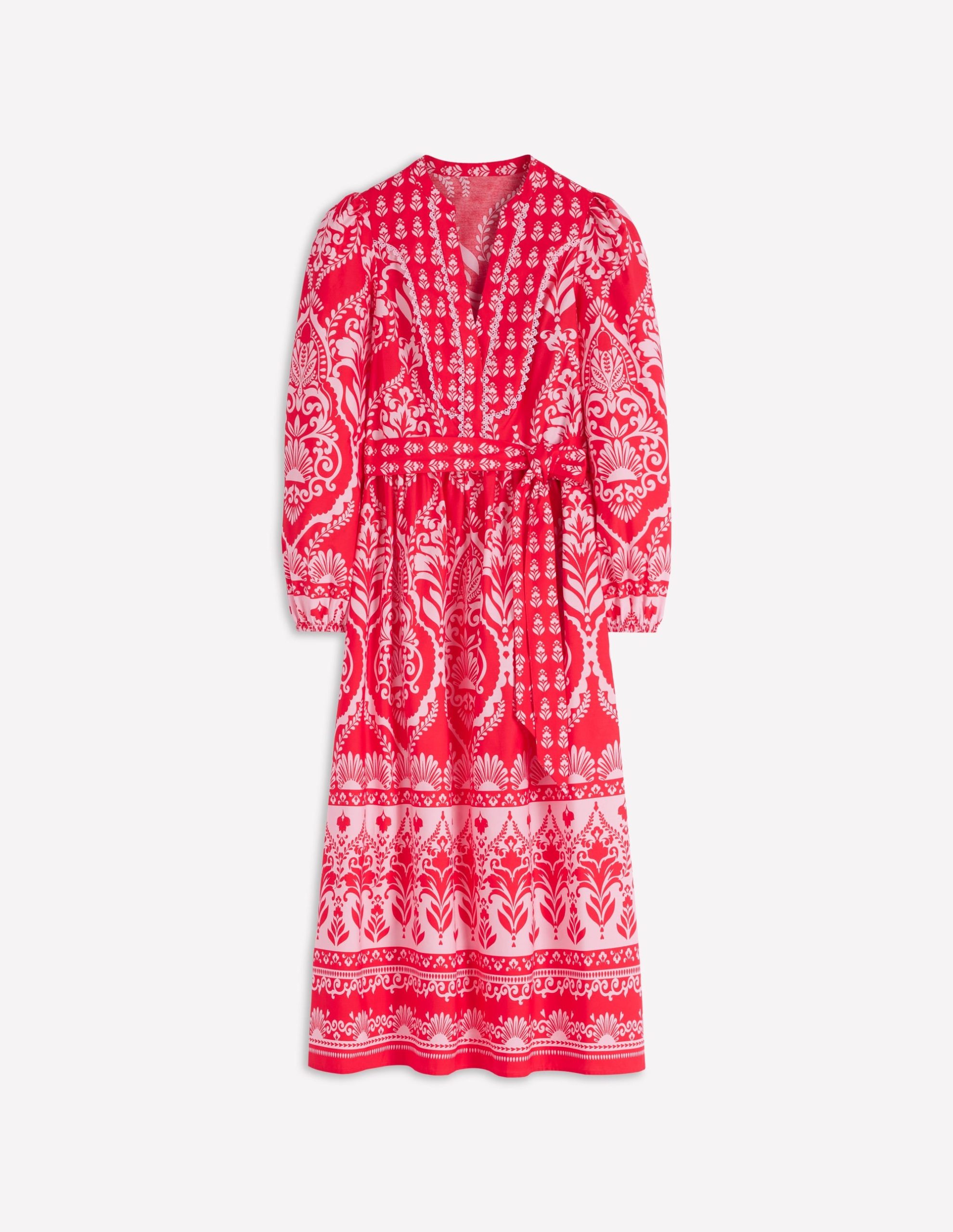 Cary Cotton Midi Dress-Red Ornamental Garden Mono - Image 6