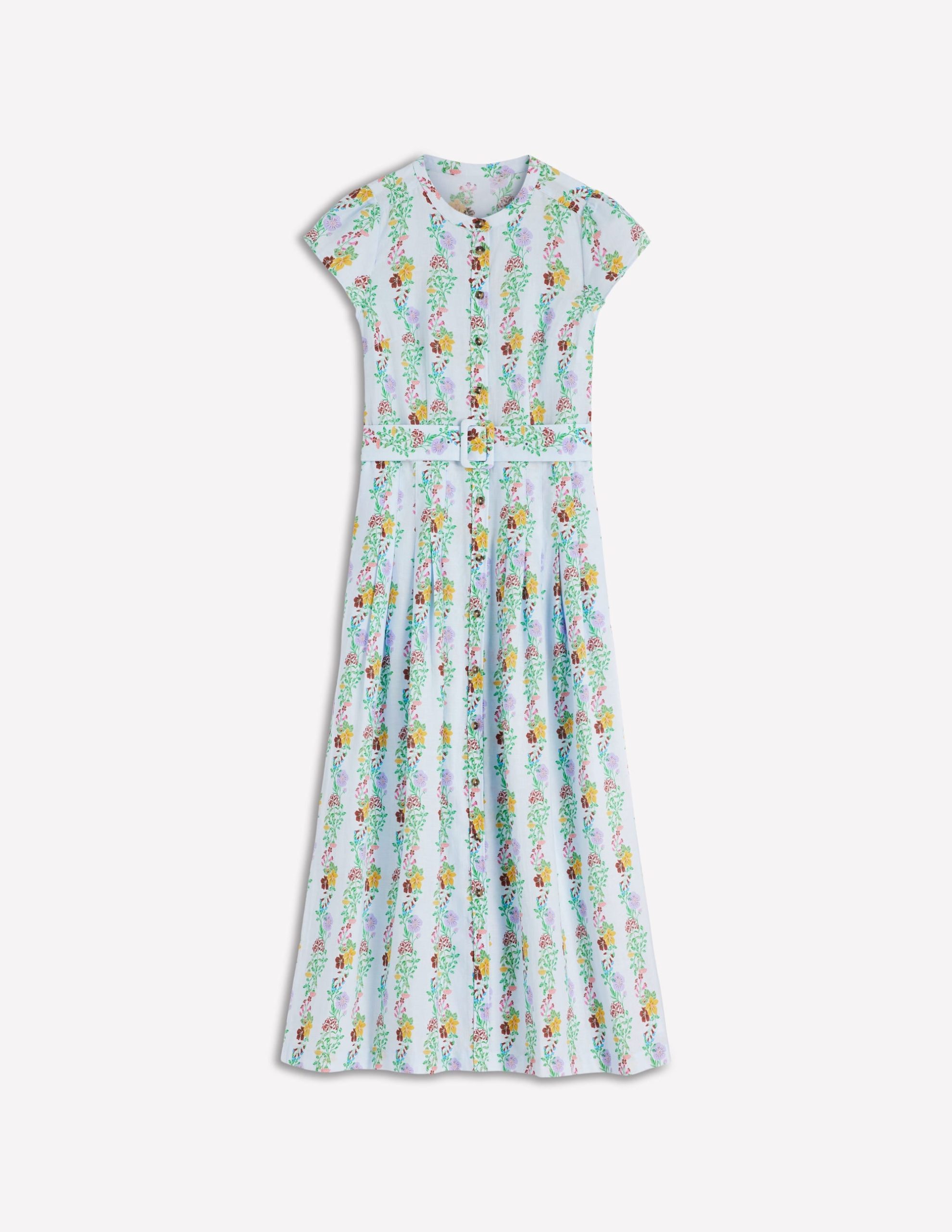 Arabella Linen Blend Dress-Ice Cube Blue. Blossom Trail - Image 6