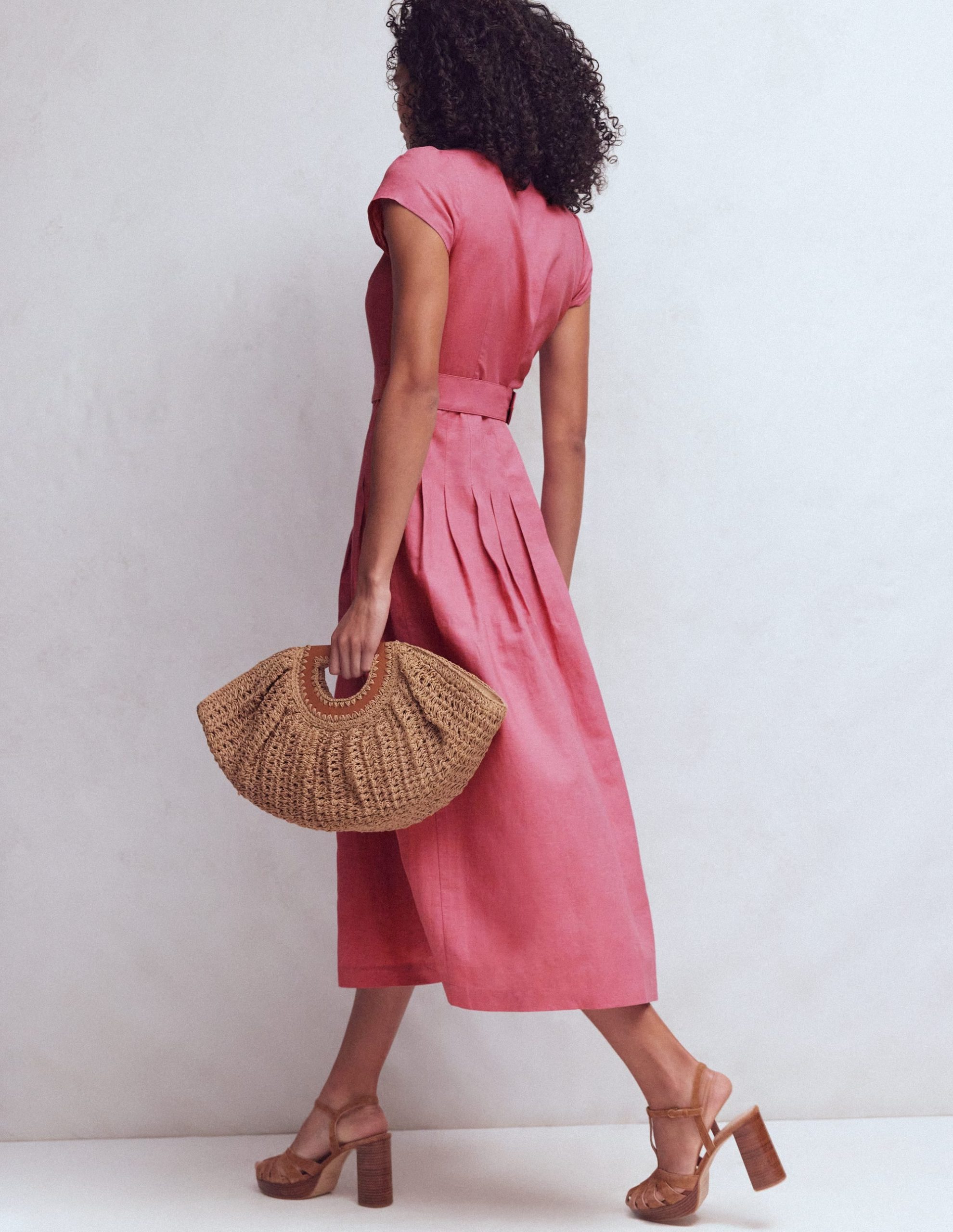 Arabella Linen Blend Dress-Pink Heather - Image 3
