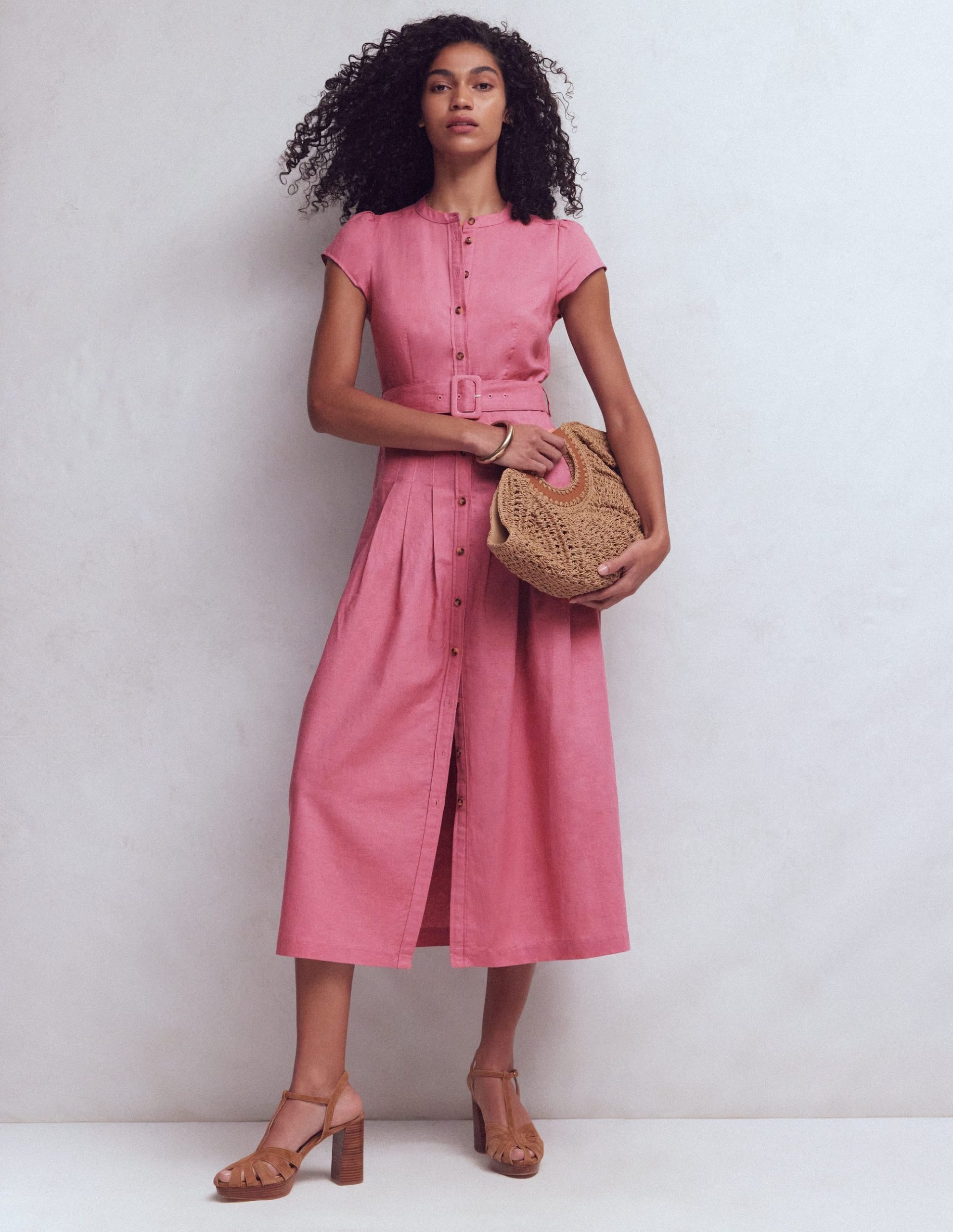 Arabella Linen Blend Dress-Pink Heather - Image 4