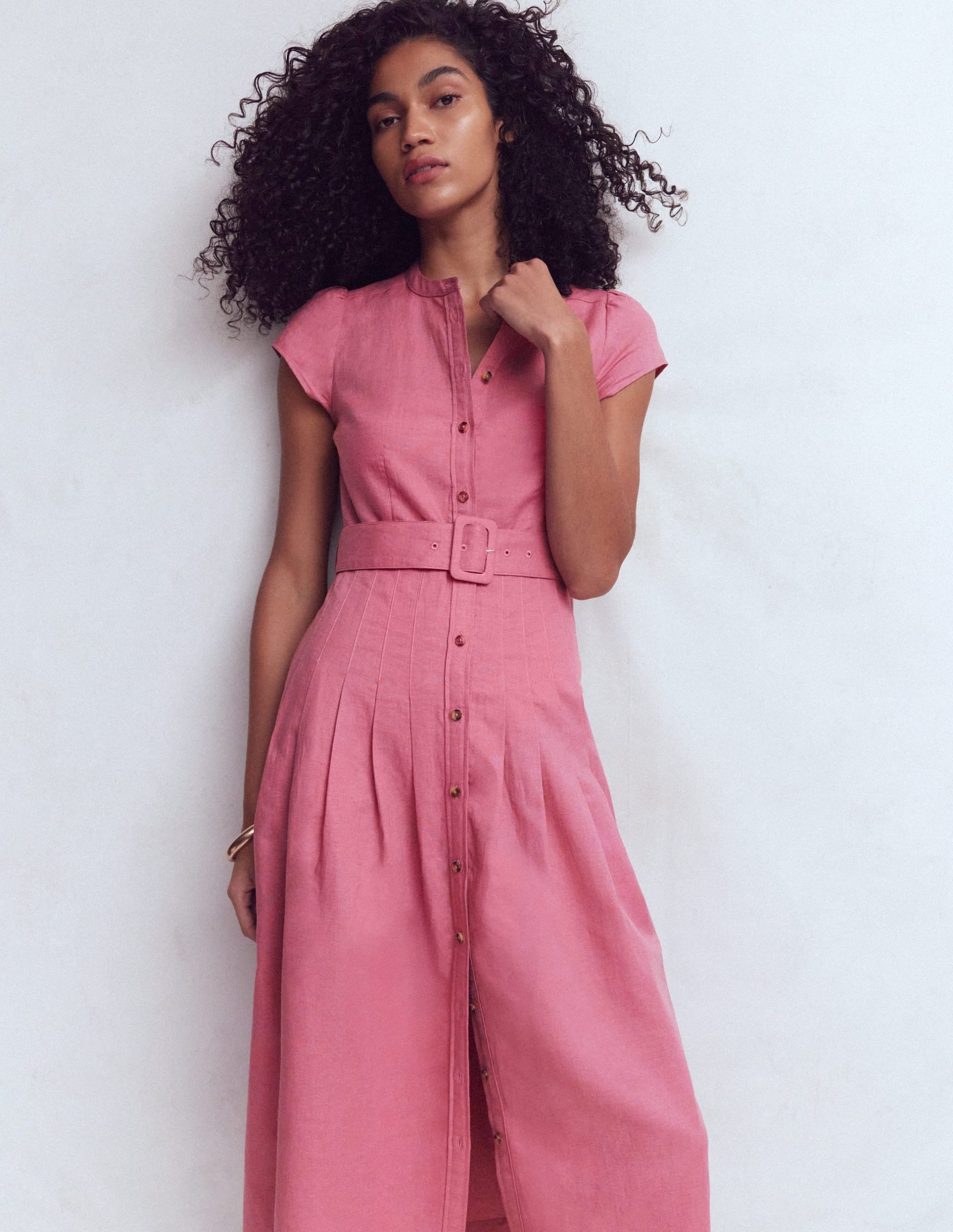 Arabella Linen Blend Dress-Pink Heather - Image 5