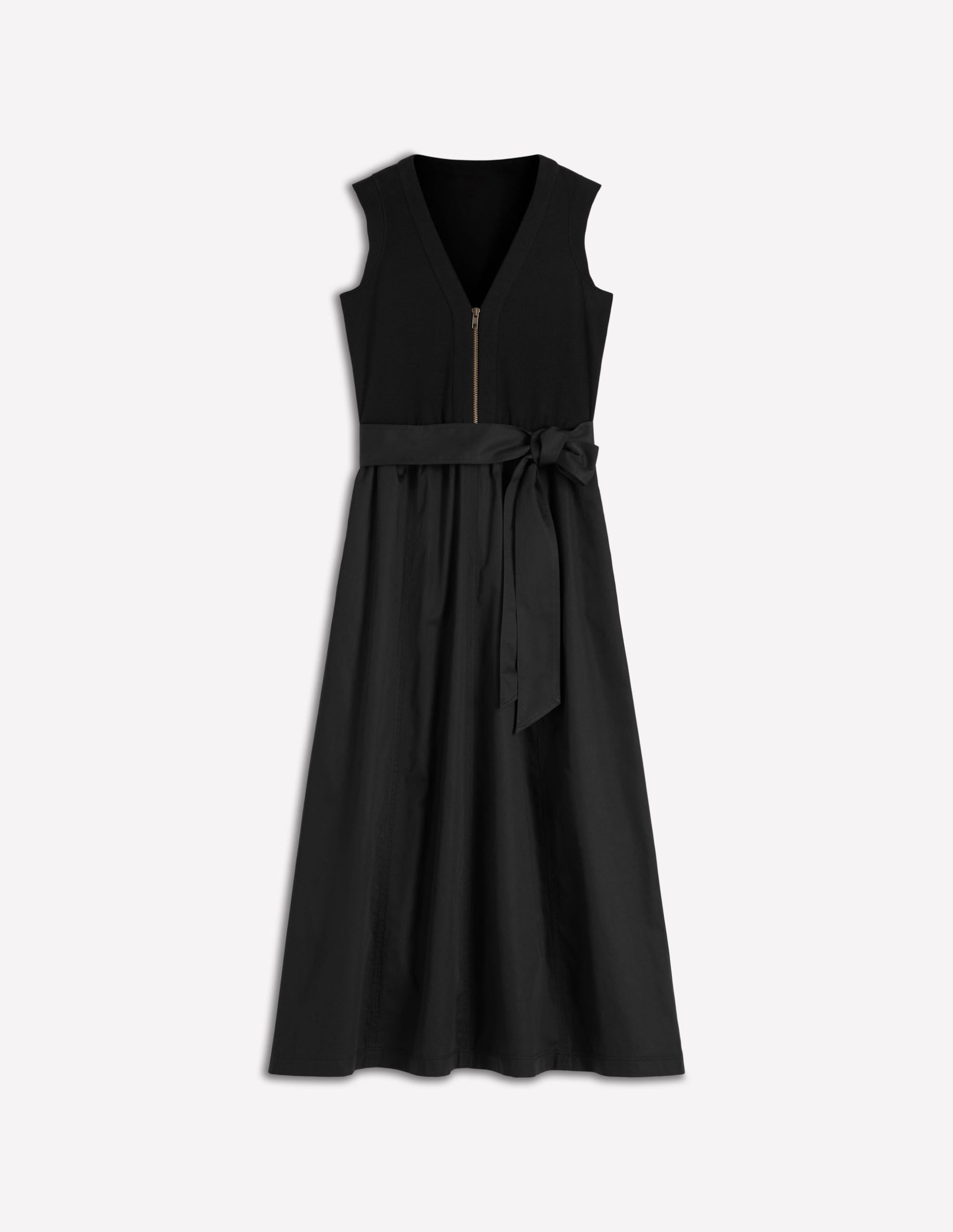 Zip-front Mix Media Dress-Black - Image 6
