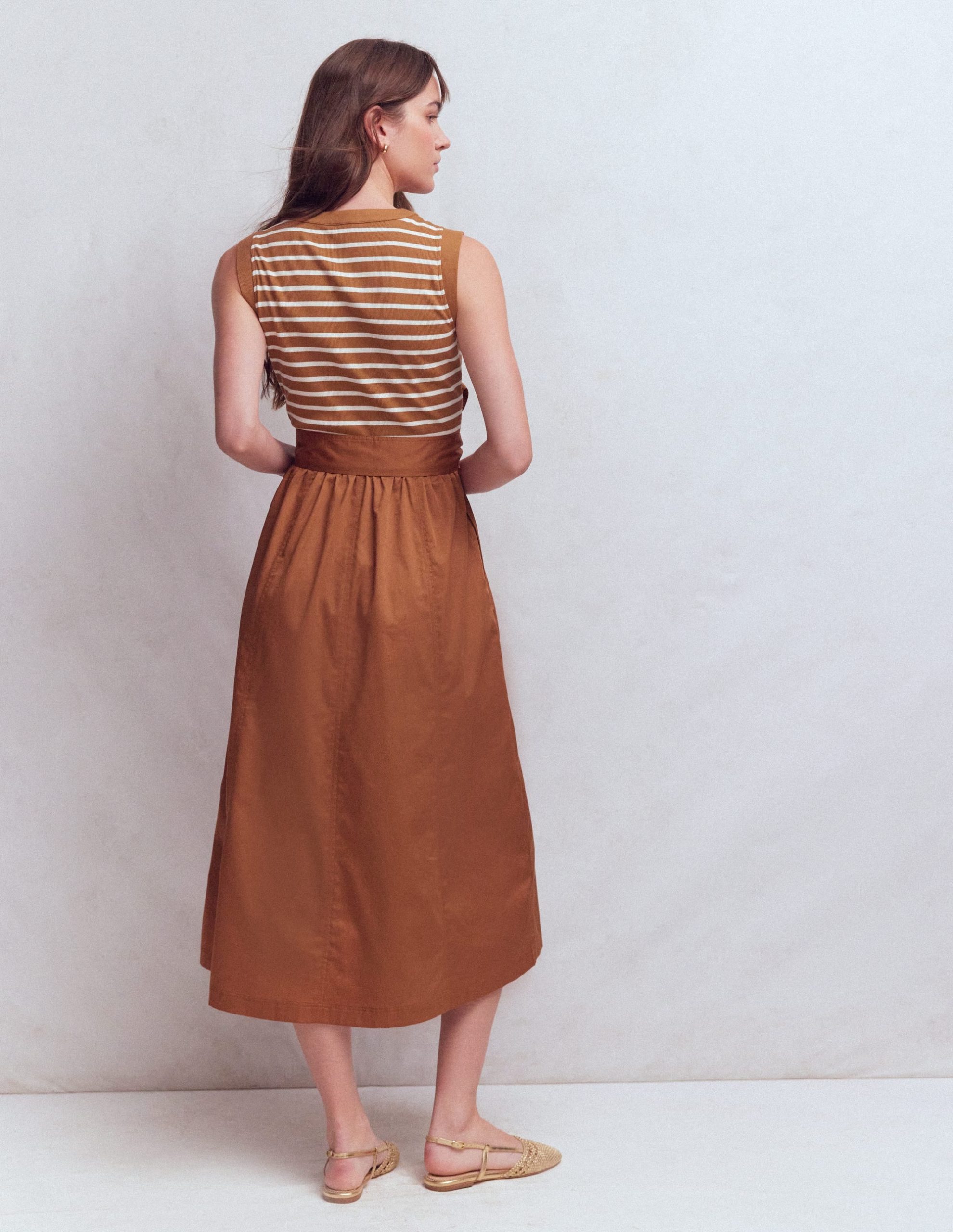 Zip-front Mix Media Dress-Ginger and Ivory Stripe - Image 3