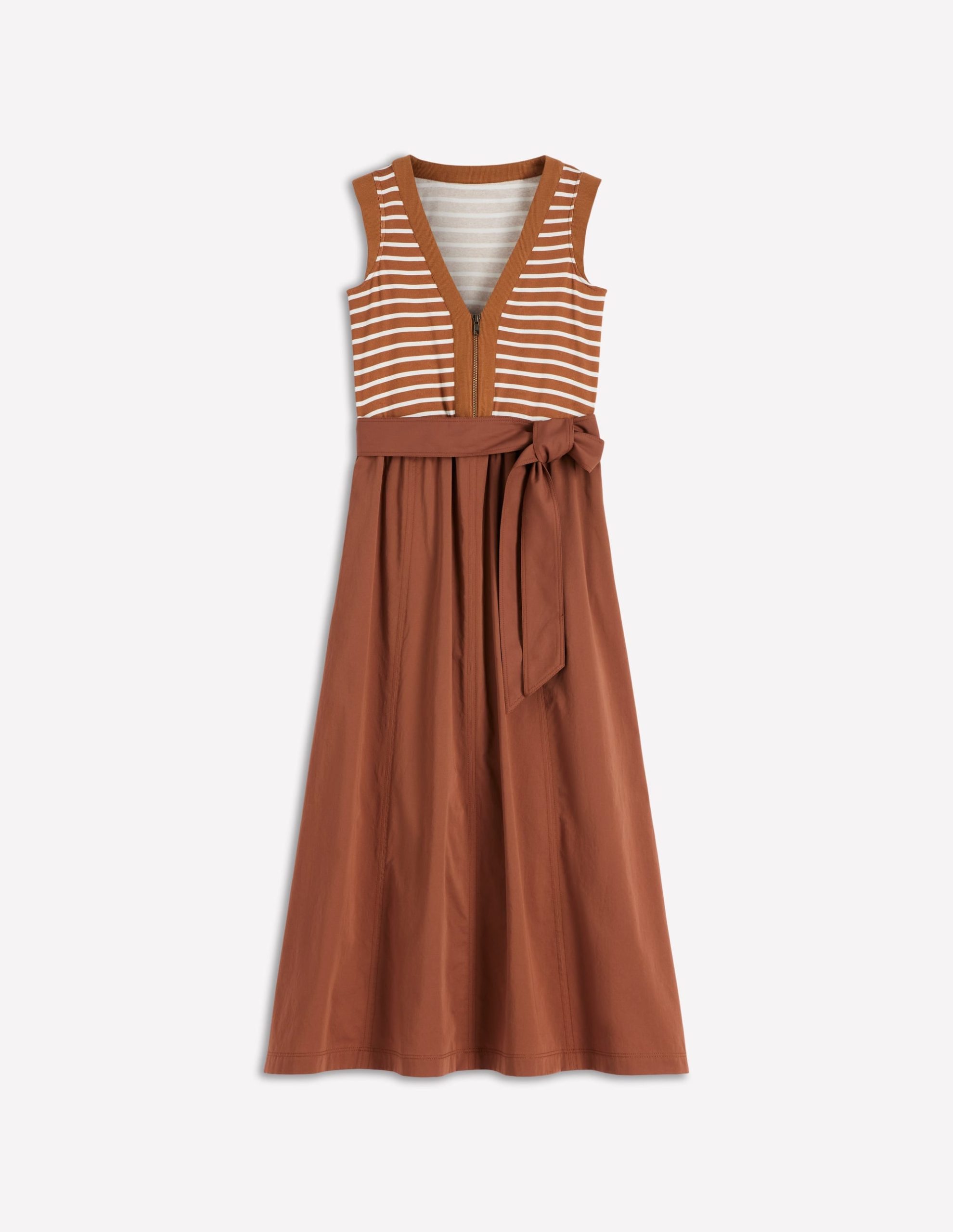 Zip-front Mix Media Dress-Ginger and Ivory Stripe - Image 6