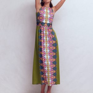 Antonia Jersey Maxi Dress-Multi. Ornamental Garden