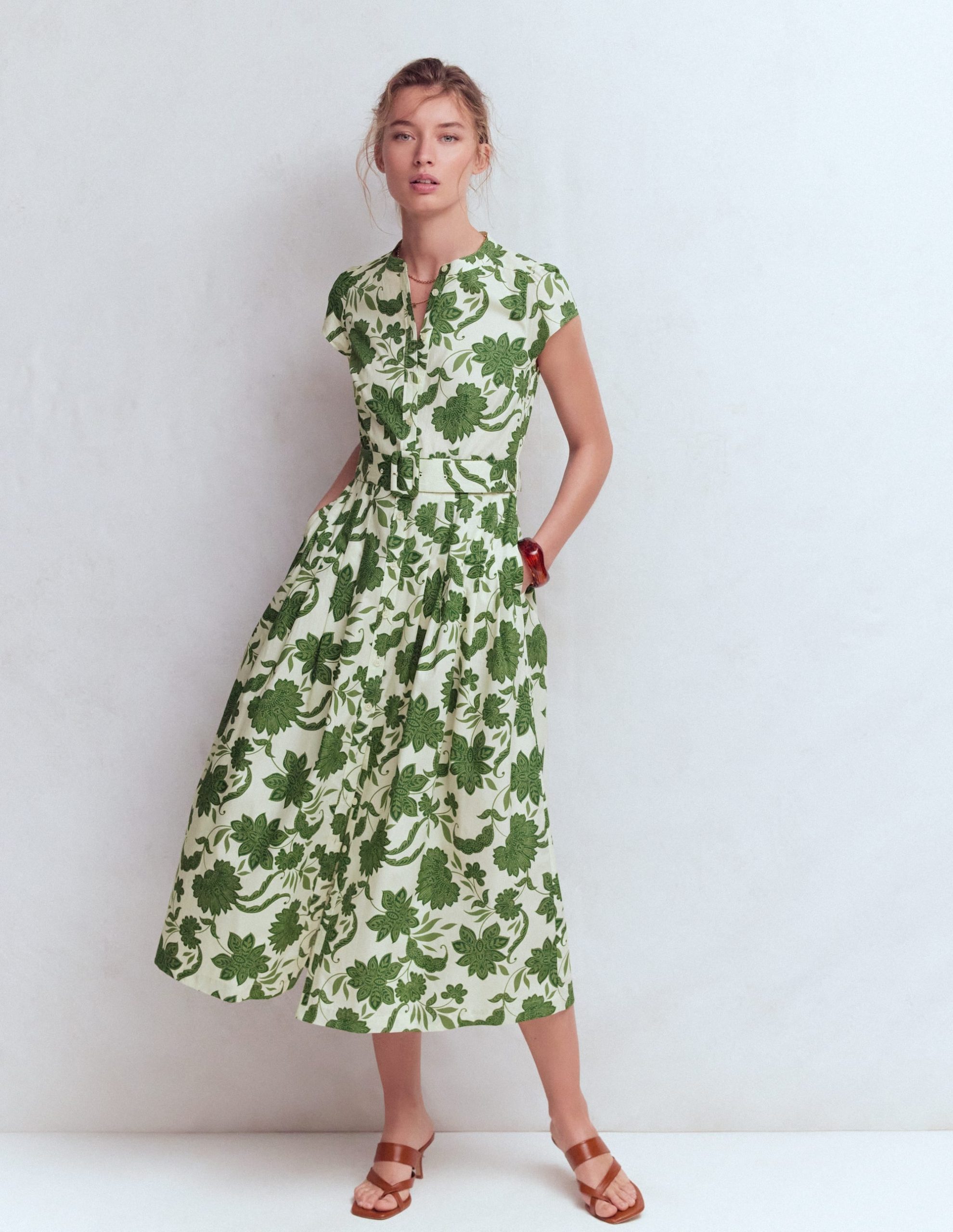 Arabella Cotton Maxi Dress-Green Elegant Blossom - Image 4