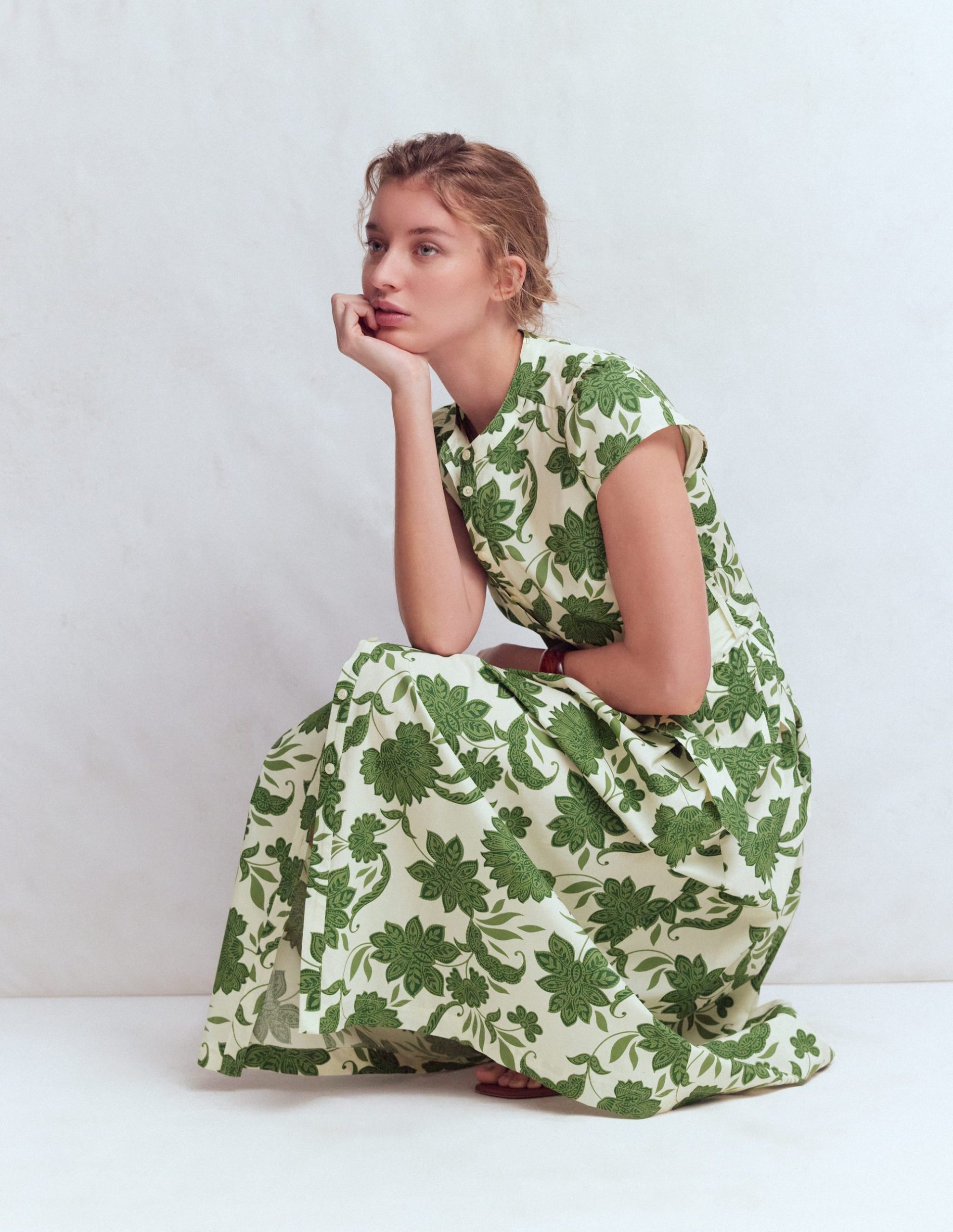 Arabella Cotton Maxi Dress-Green Elegant Blossom - Image 5