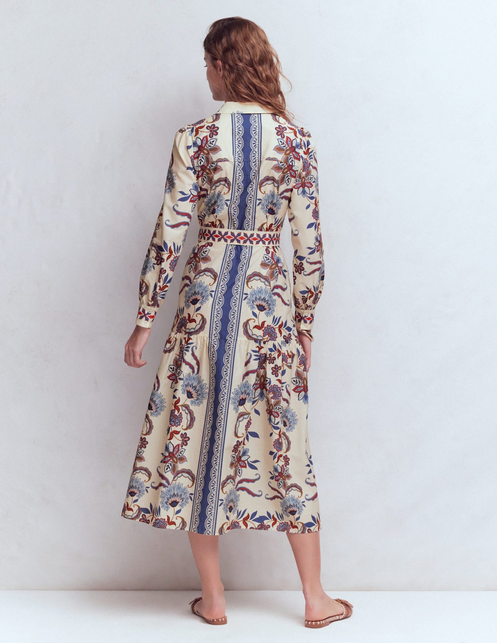 Ellie Cotton Maxi Shirt Dress-Elegant Blossom Placement - Image 3