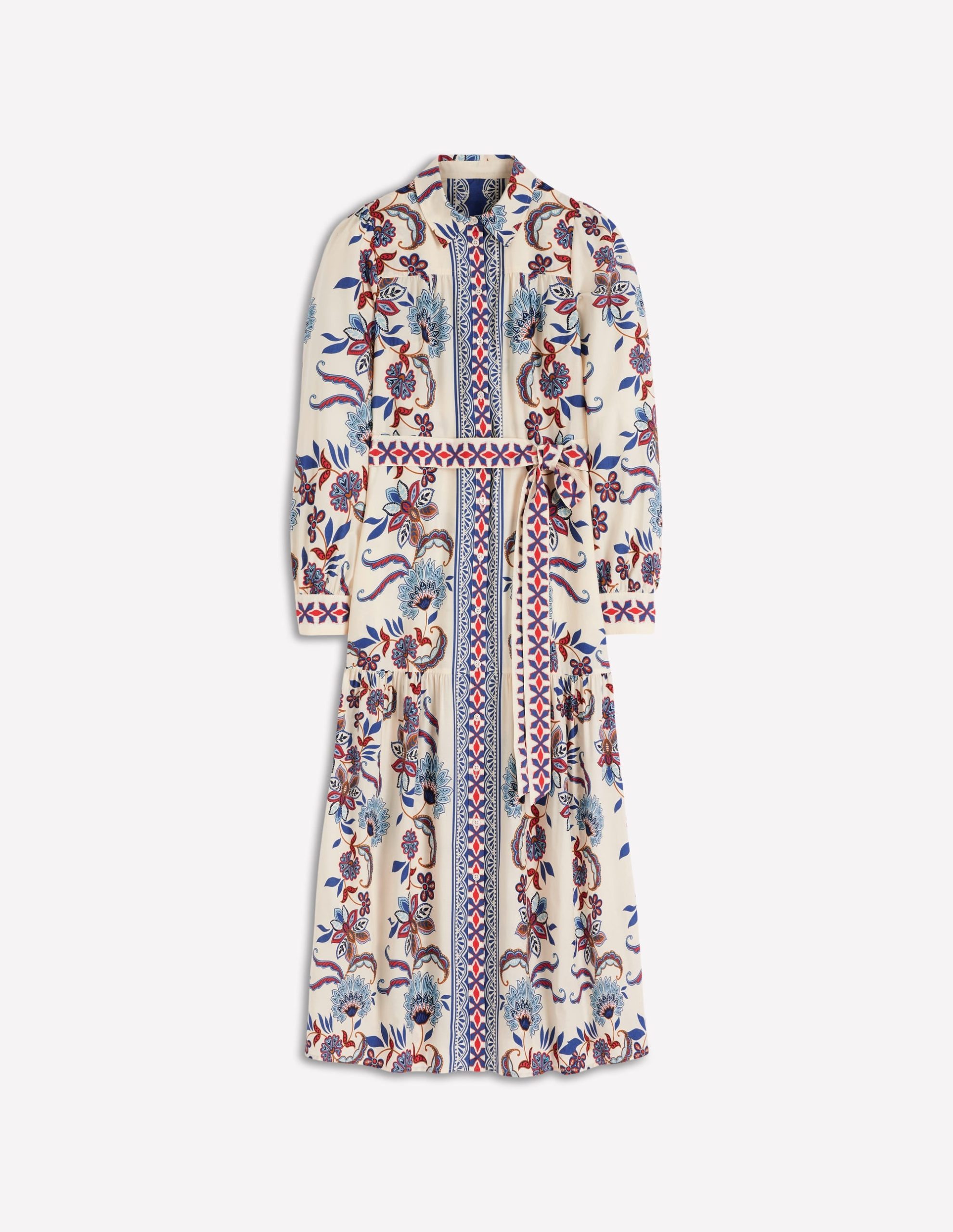 Ellie Cotton Maxi Shirt Dress-Elegant Blossom Placement - Image 8