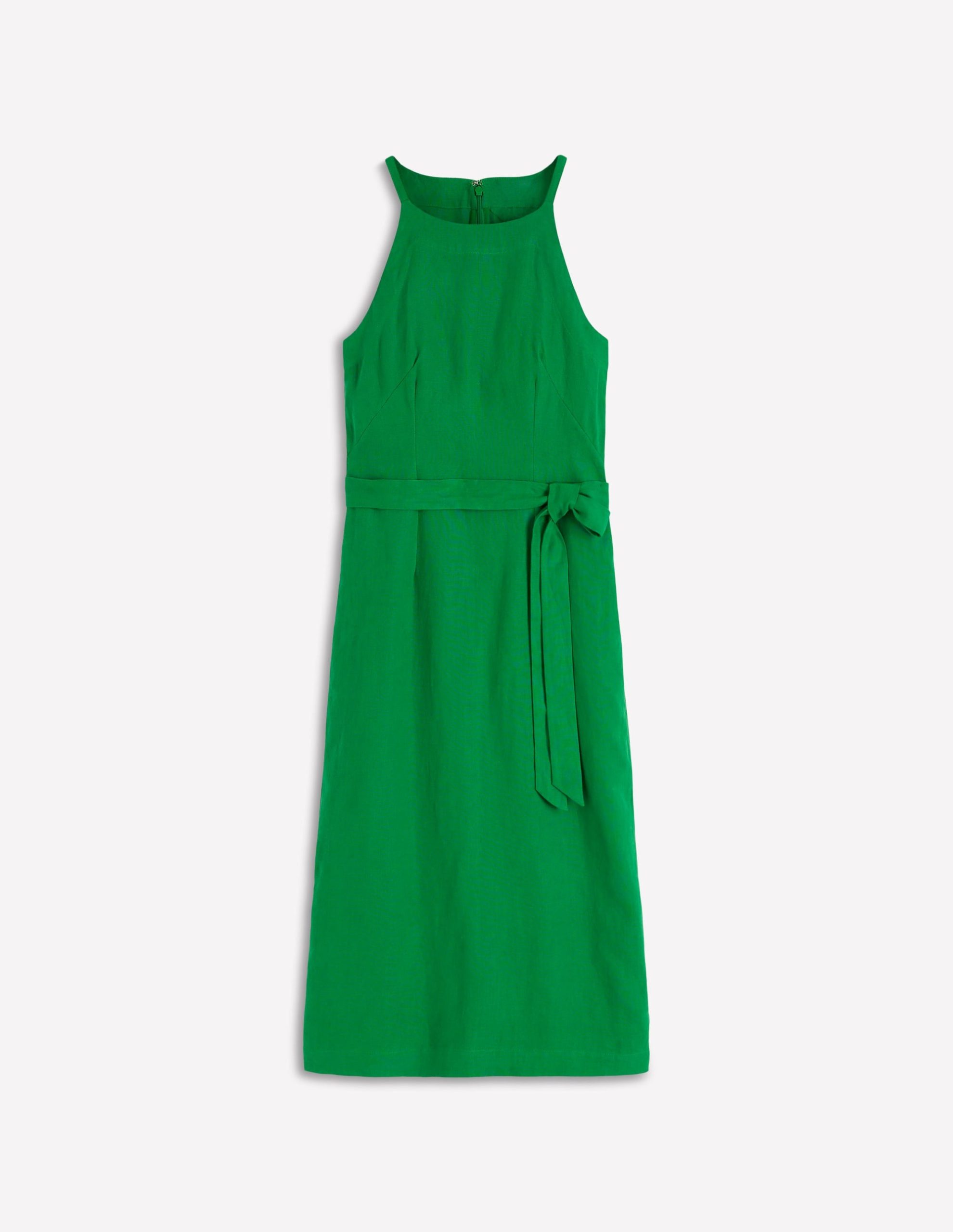 Rosa Halter Linen Midi Dress-Amazon Green - Image 6