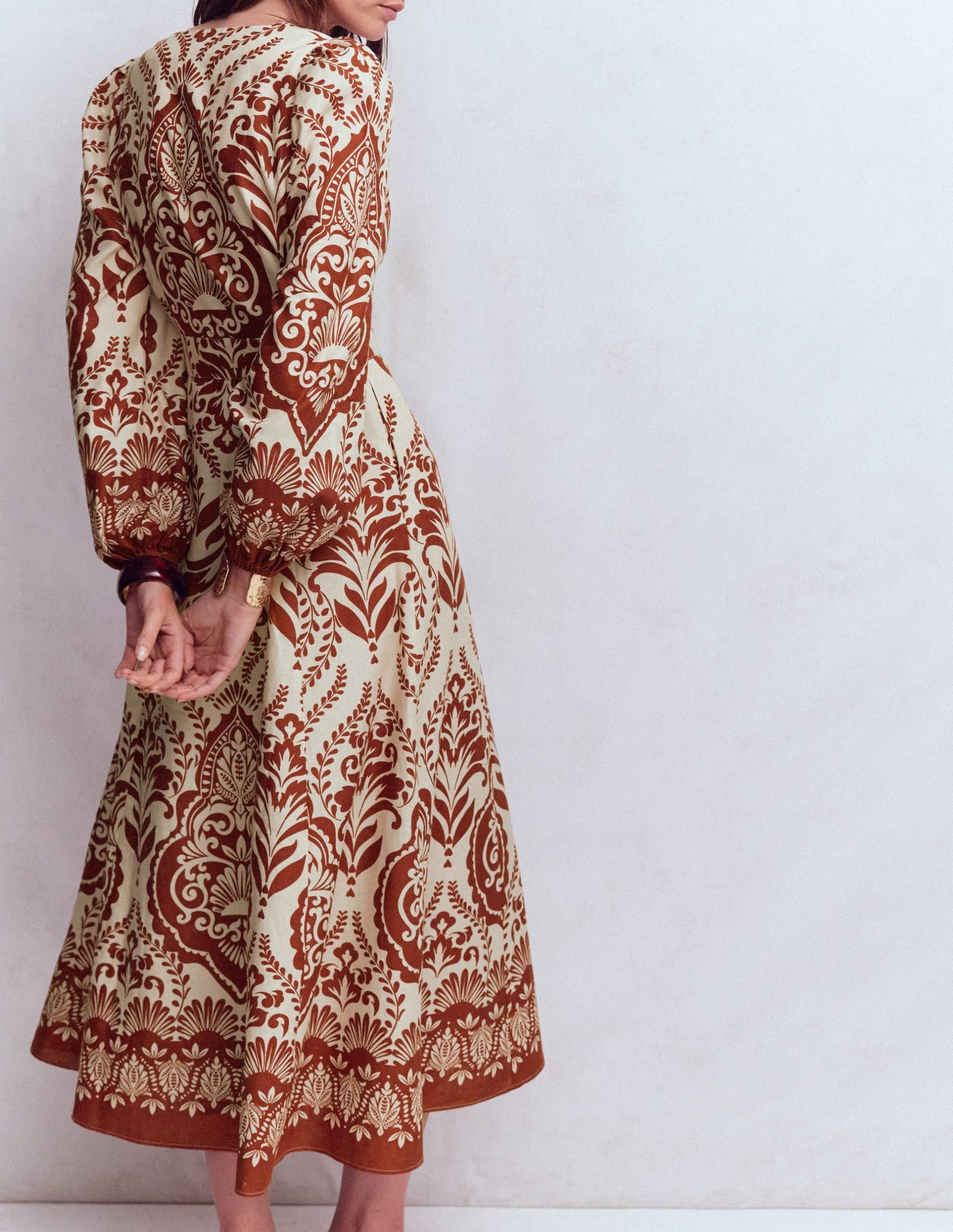 Florence Linen Blend Dress-Orange. Ornamental Garden - Image 3