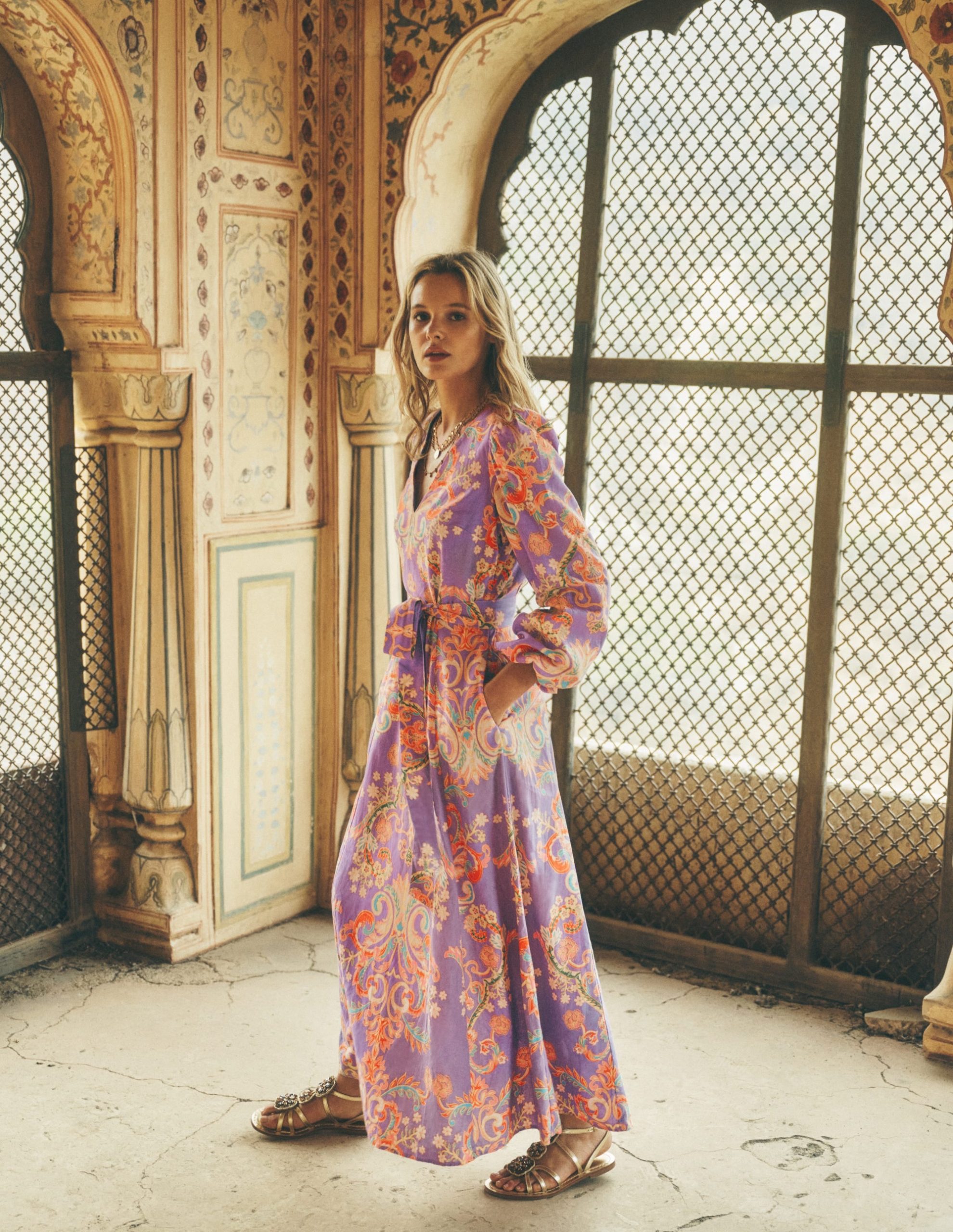 Florence Linen Blend Dress-Multi Enchanting Bouquet - Image 5