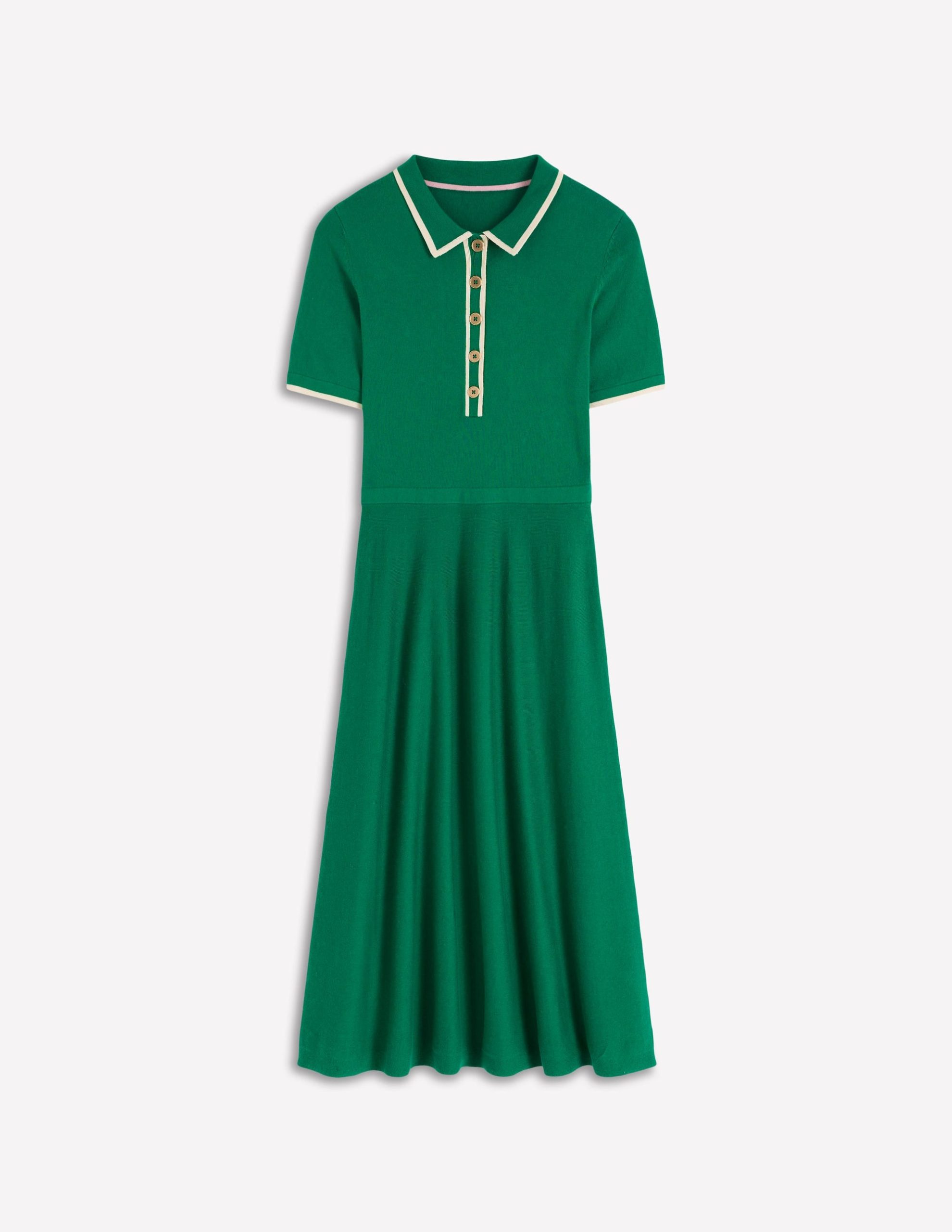 Collared Knitted Midi Dress-Fresh Green - Image 5