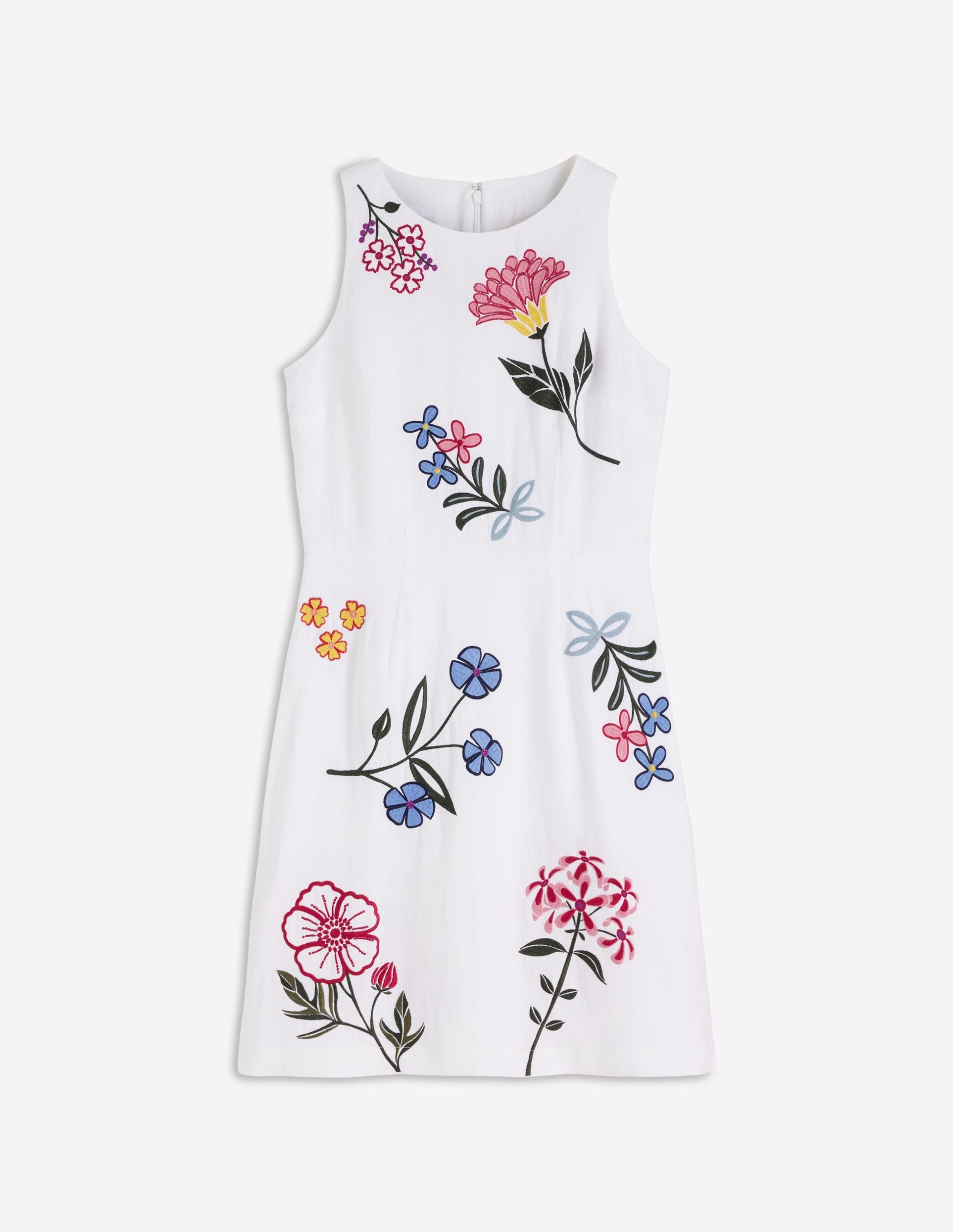 Occasion Short Linen Dress-White Embroidery - Image 8