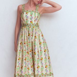 Square Neck Occasion Dress-Ivory. Blossom Trail