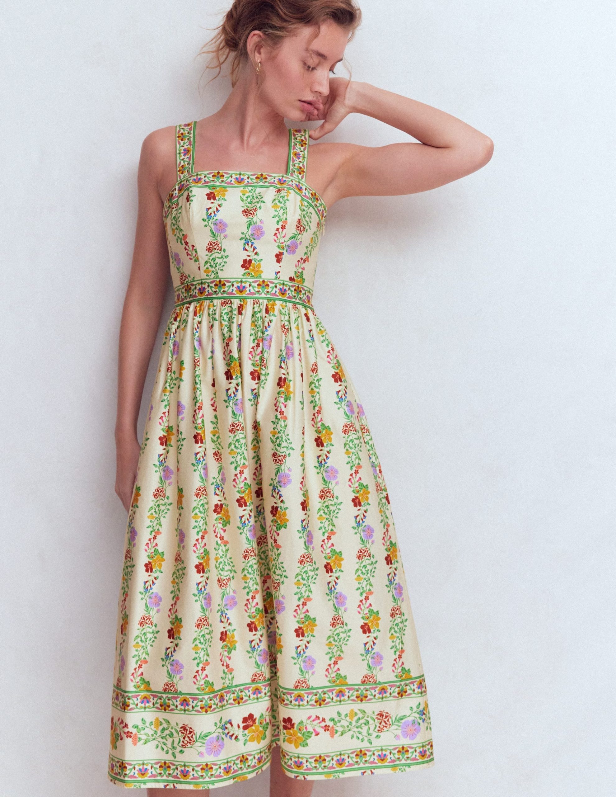 Square Neck Occasion Dress-Ivory. Blossom Trail
