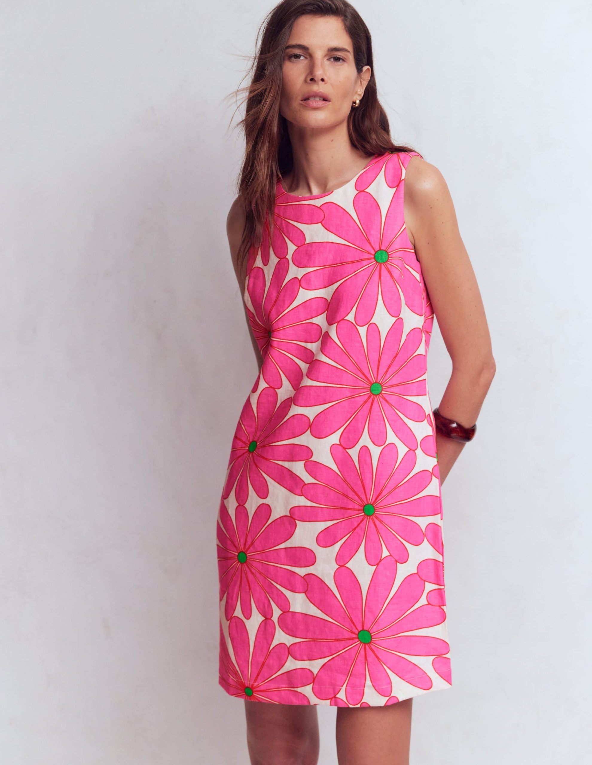 Linen Shift Dress-Pink. Daisy Blossom - Image 4