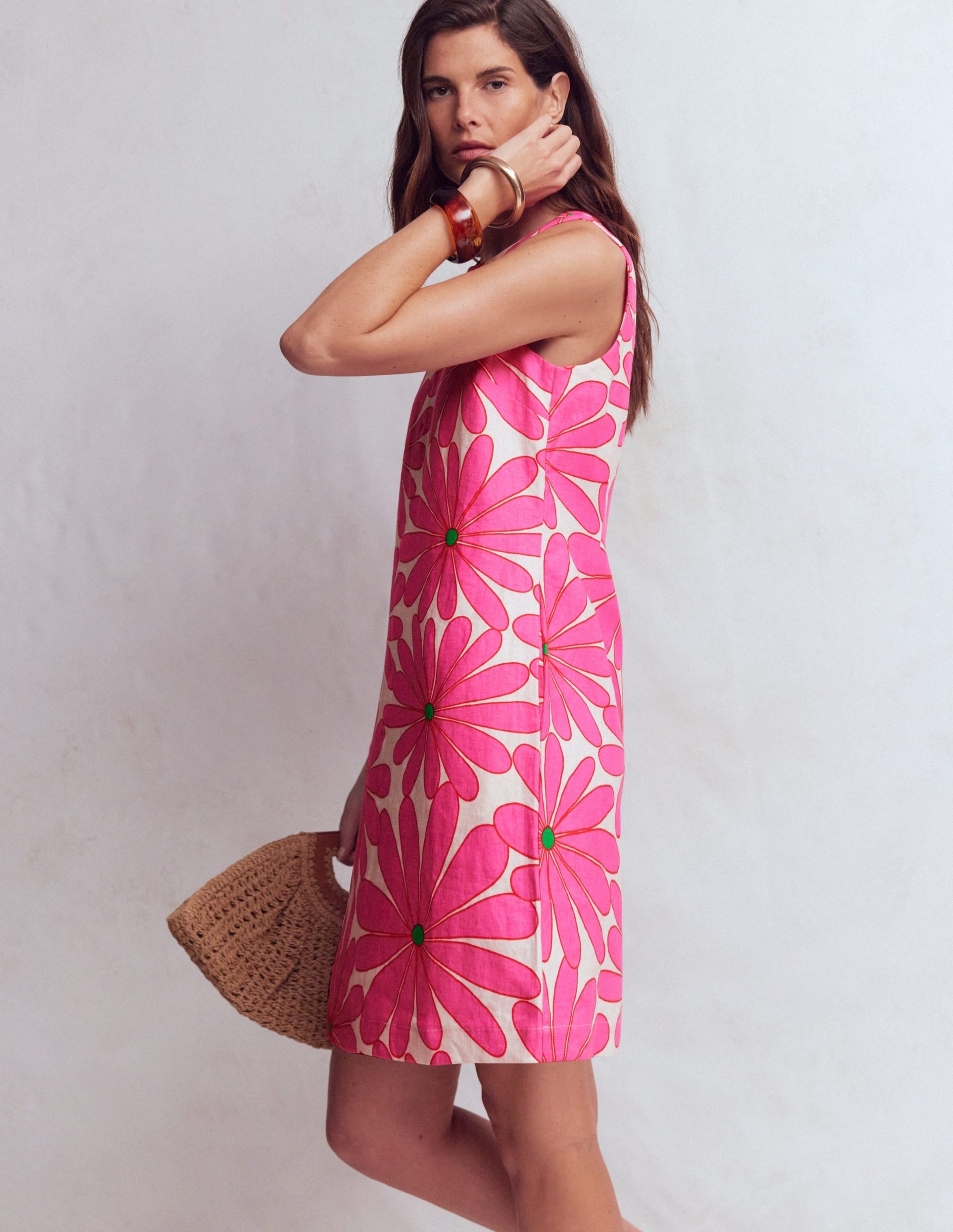 Linen Shift Dress-Pink. Daisy Blossom - Image 5