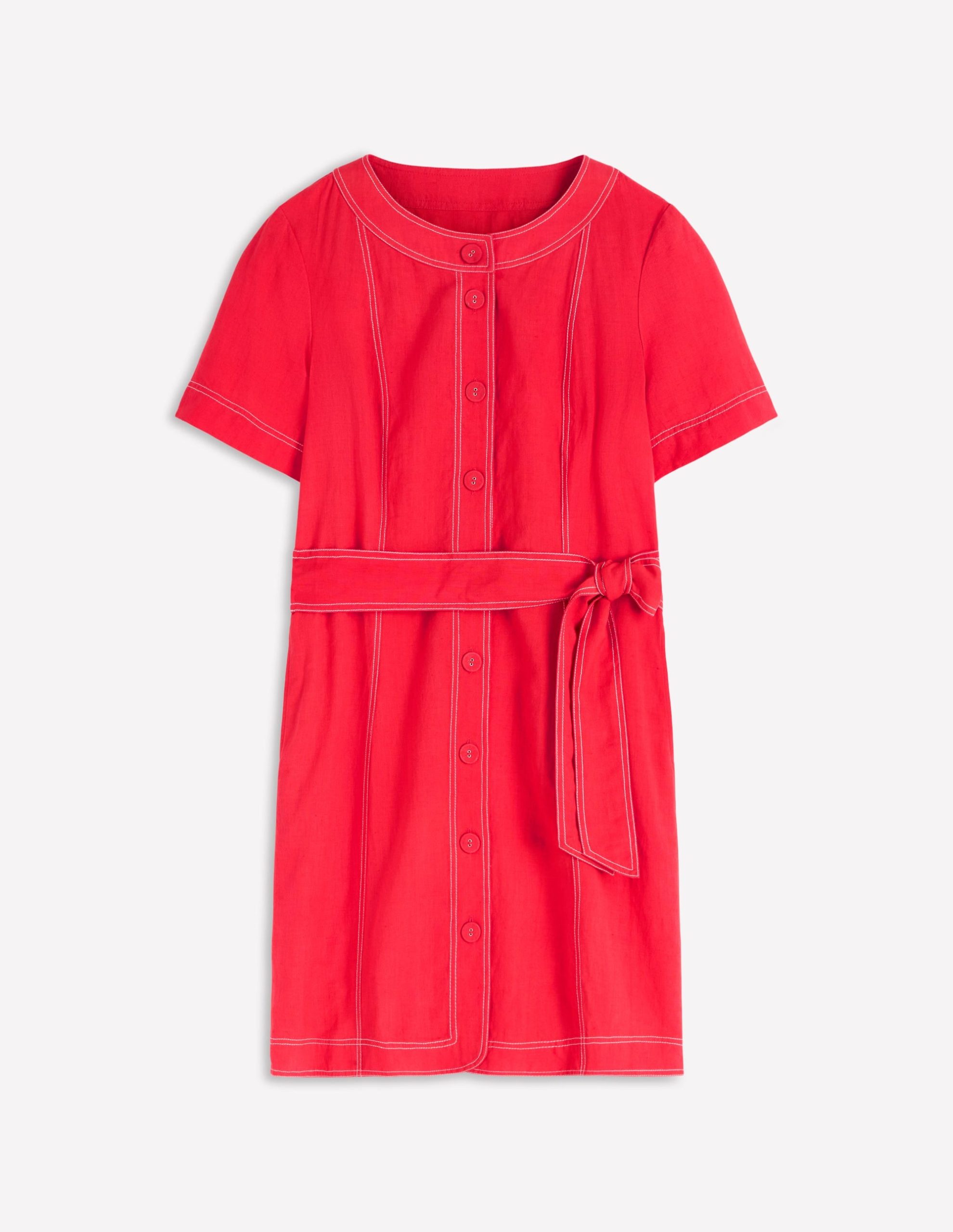 Callie Linen Short Dress-Bright Cherry - Image 5