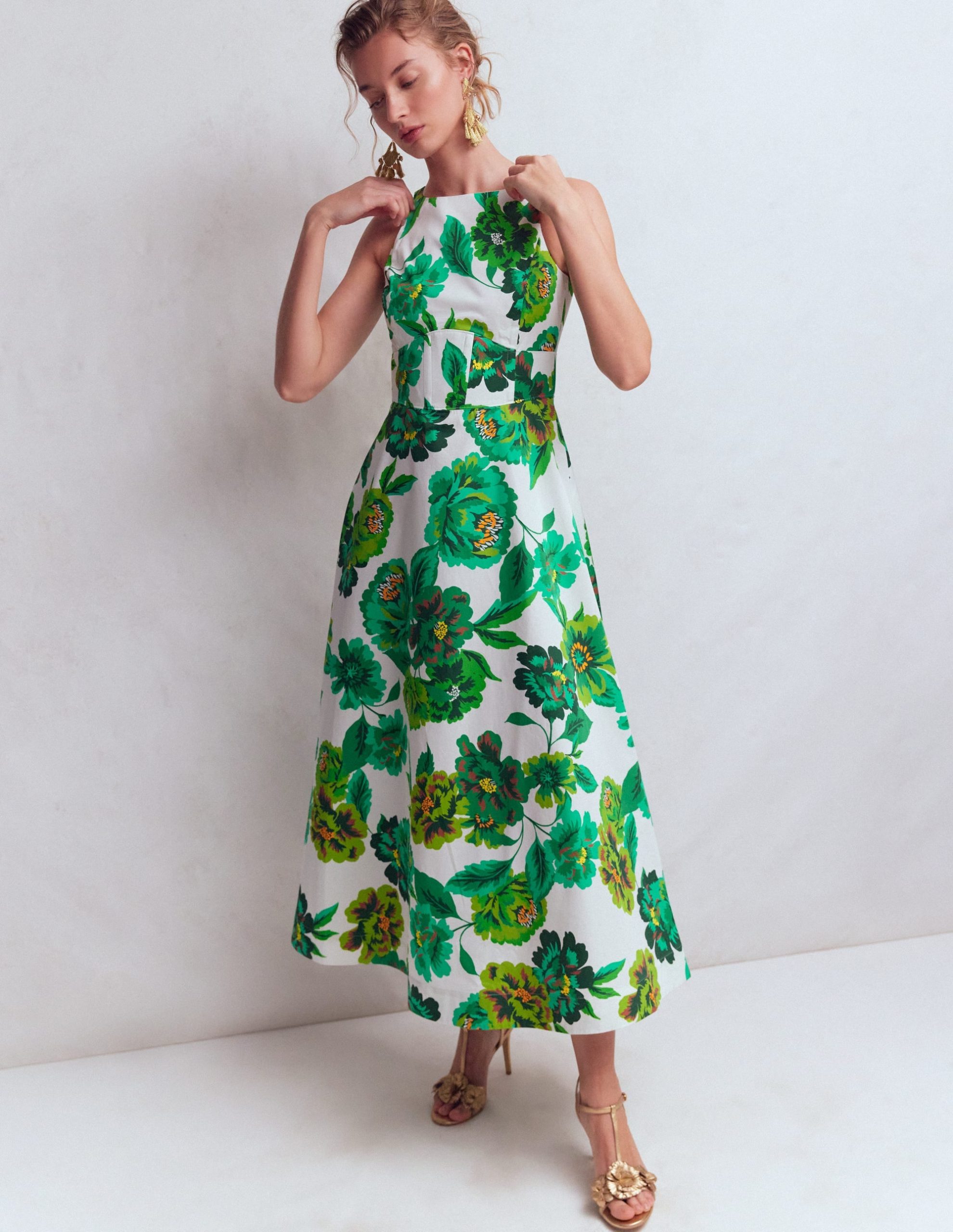 Silvia Boned Bodice Maxi Dress-Green Opulent Blossom - Image 4