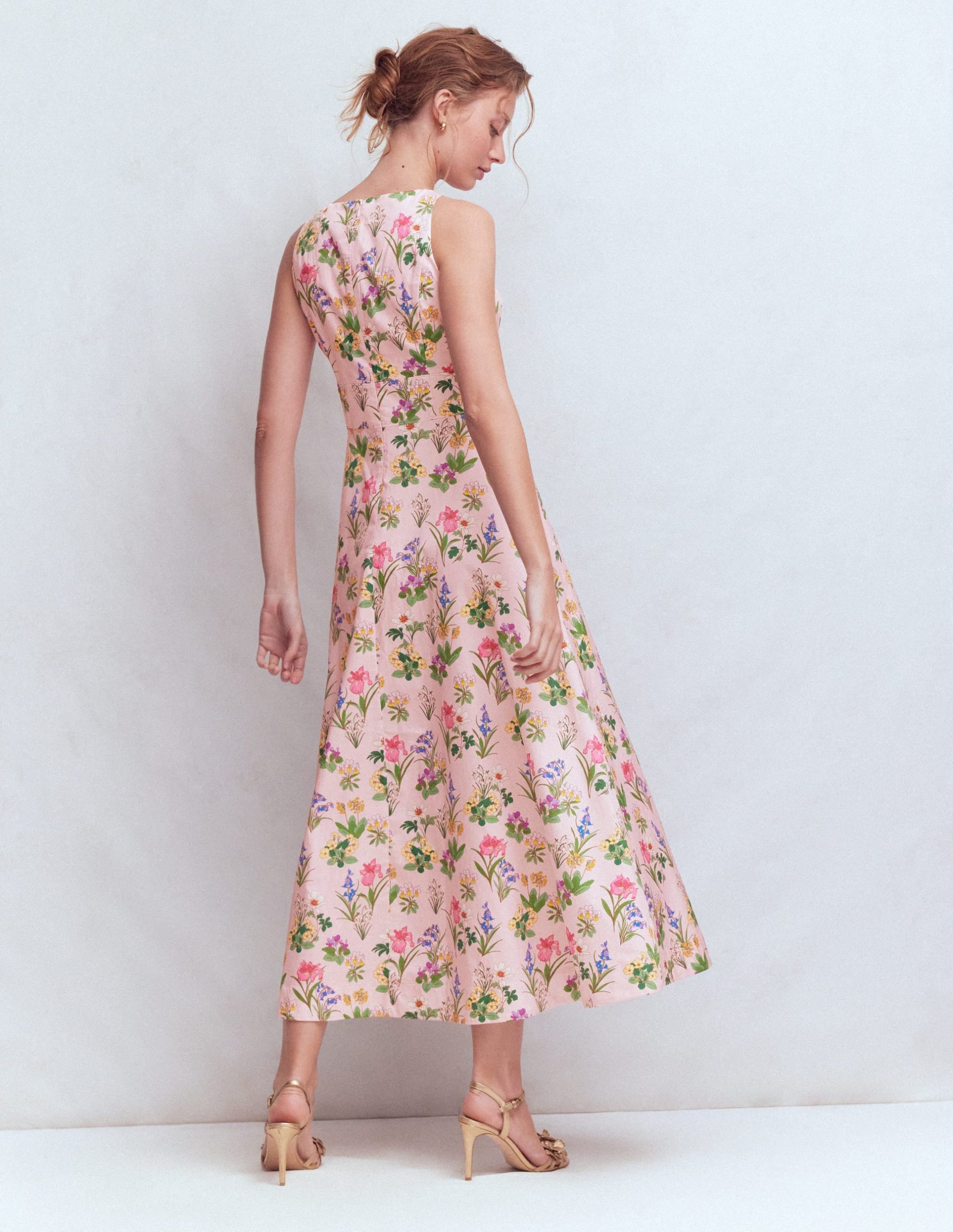 Silvia Boned Bodice Maxi Dress-French Pink. Delicate Blossom - Image 3