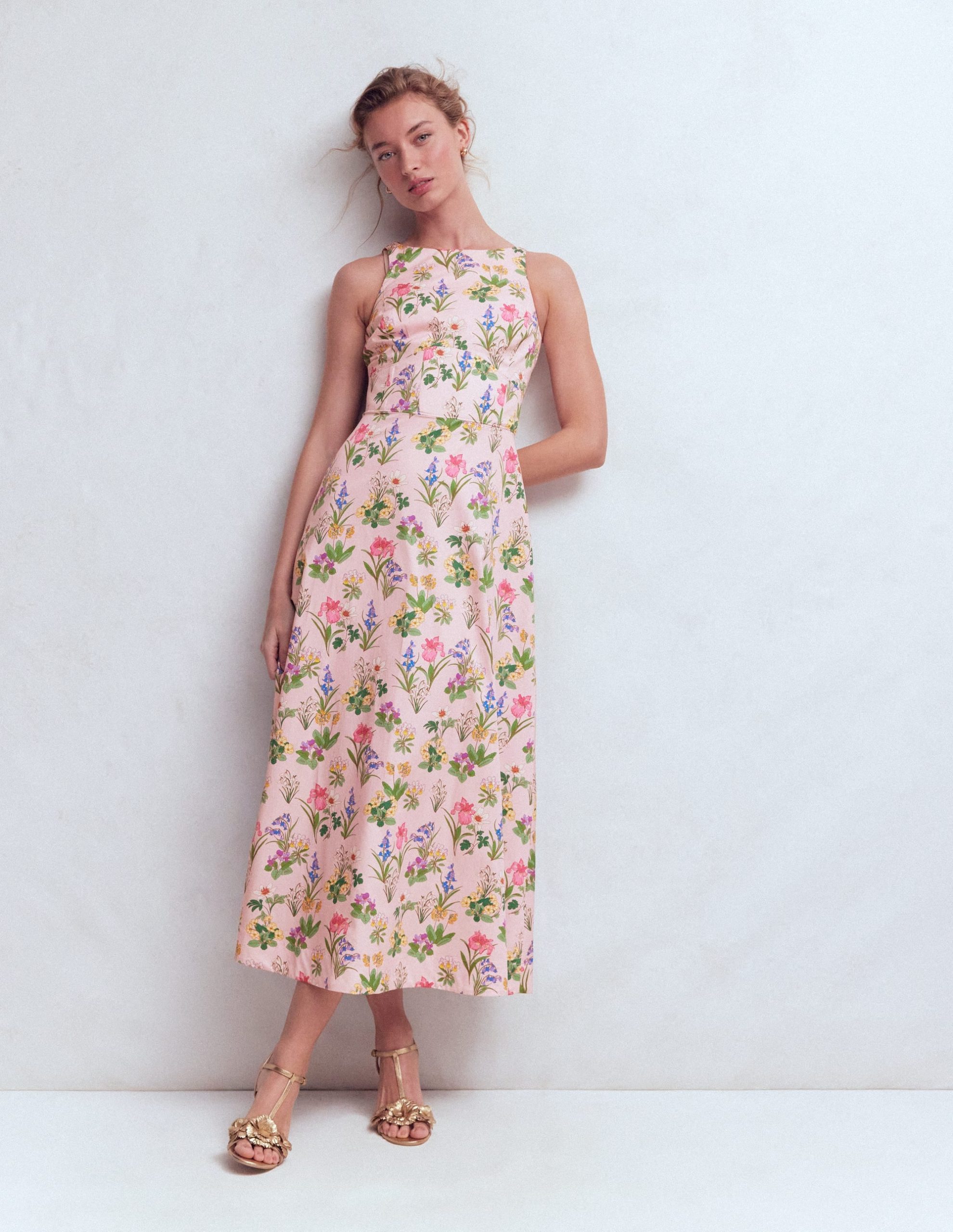 Silvia Boned Bodice Maxi Dress-French Pink. Delicate Blossom - Image 4