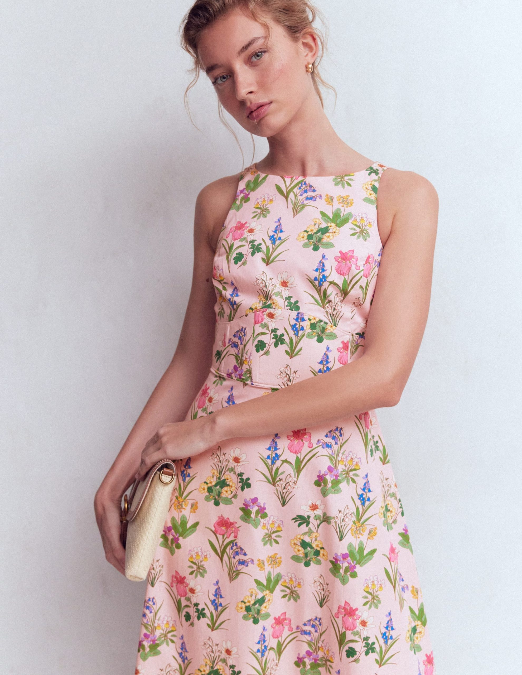 Silvia Boned Bodice Maxi Dress-French Pink. Delicate Blossom - Image 5
